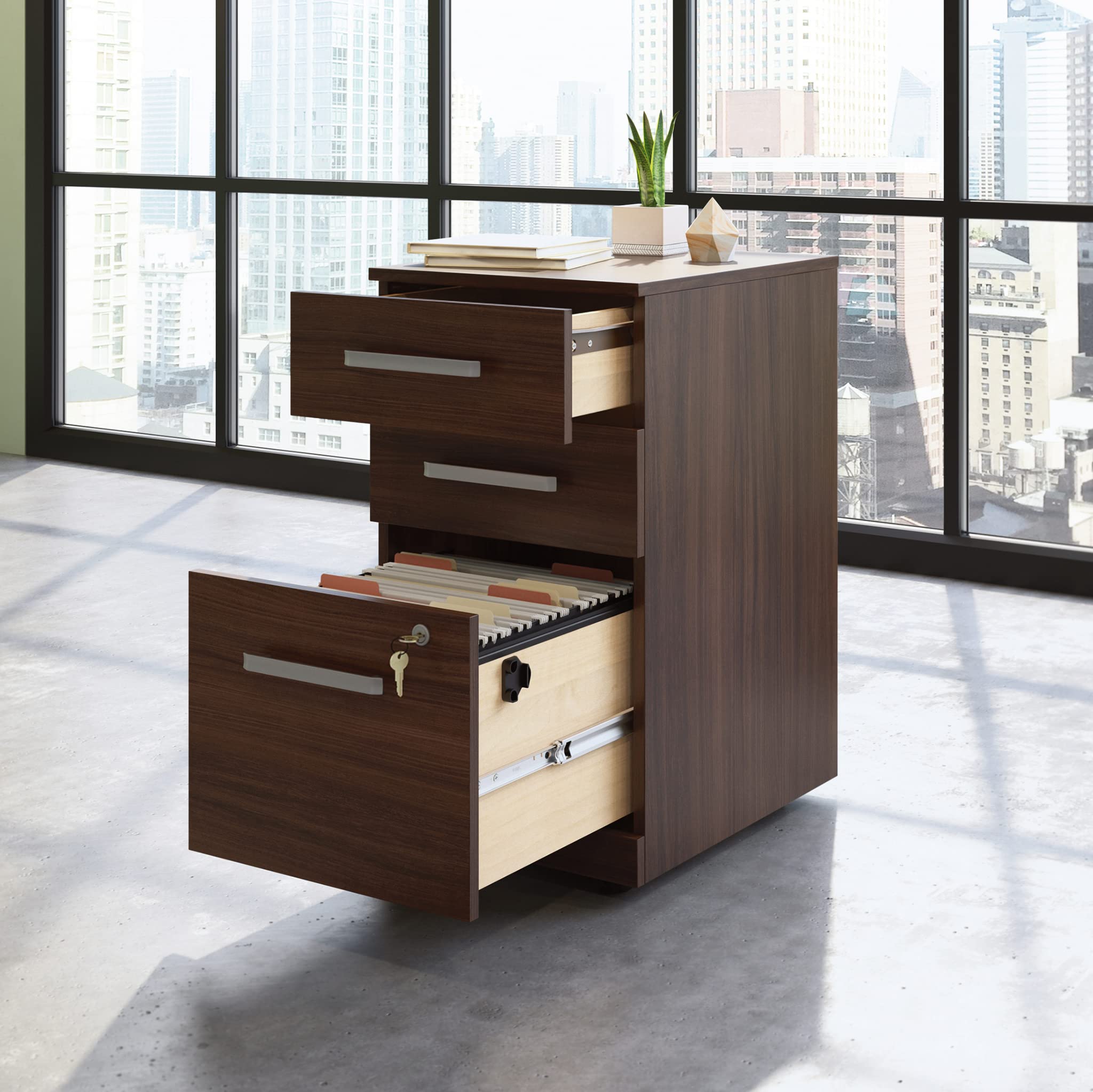 OfficeWorks by Sauder Affirm 3 Drawer Mobile File, Noble Elm Finish - Image 4