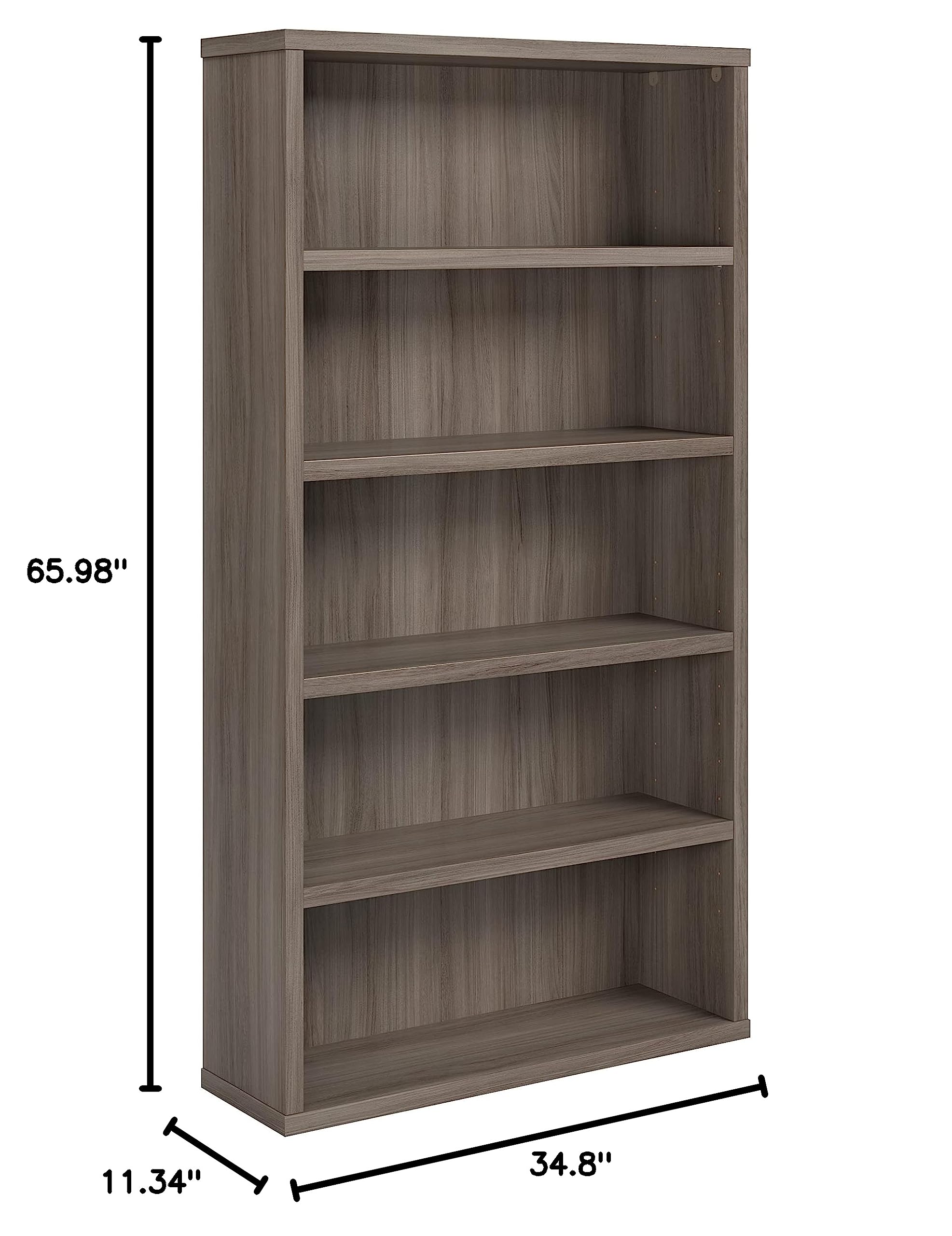OfficeWorks by Sauder Affirm 36''x66'' 5 Shelf Bookcase, Hudson Elm Finish - Image 7