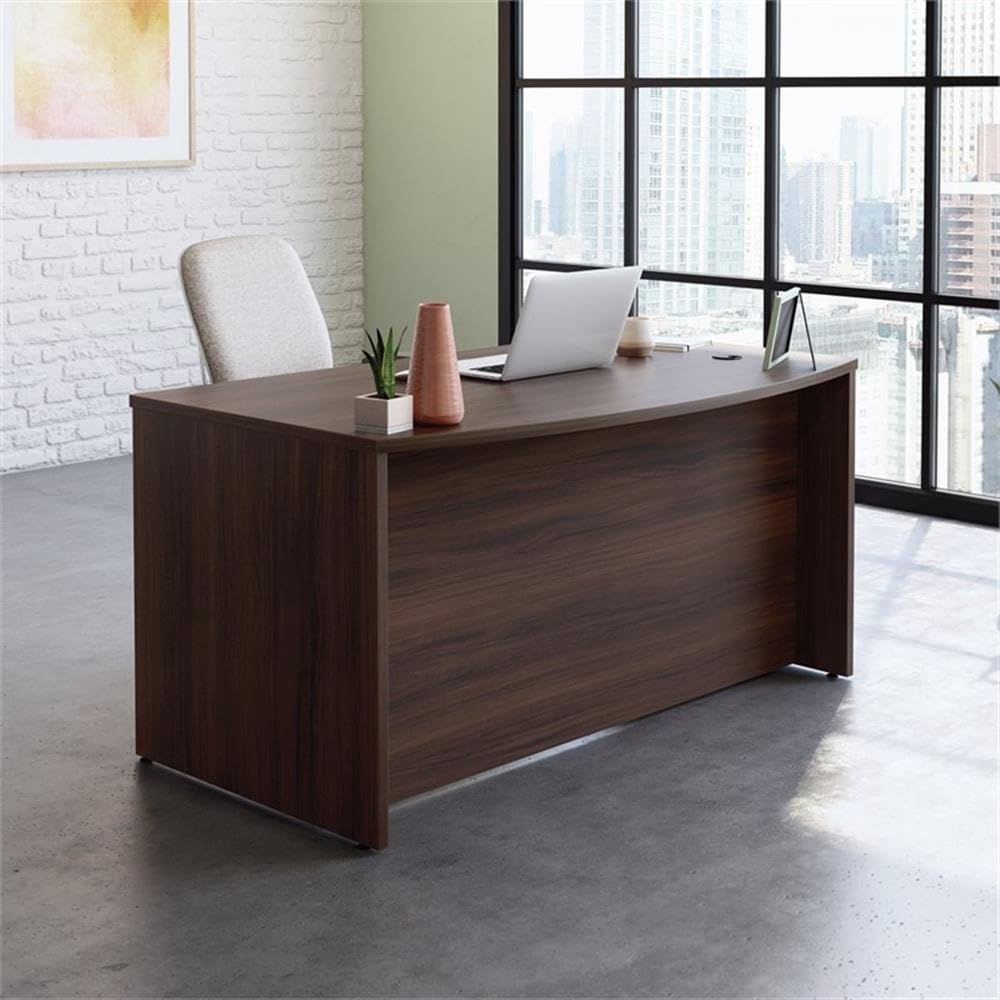 OfficeWorks by Sauder Affirm 60'' Bow Front Desk Shell, L: 34.25'' x W: 59.06'' x H: 29.29'', Noble Elm - Image 5