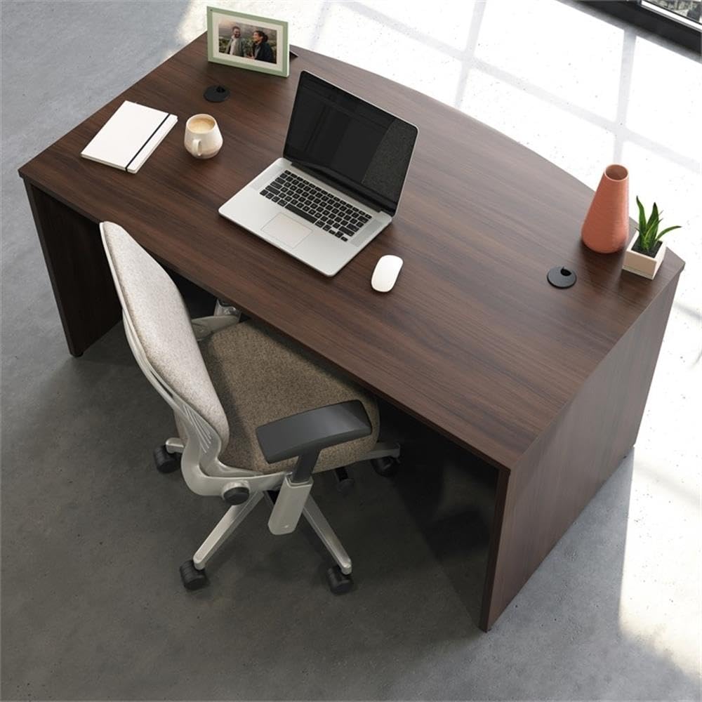 OfficeWorks by Sauder Affirm 60'' Bow Front Desk Shell, L: 34.25'' x W: 59.06'' x H: 29.29'', Noble Elm - Image 6