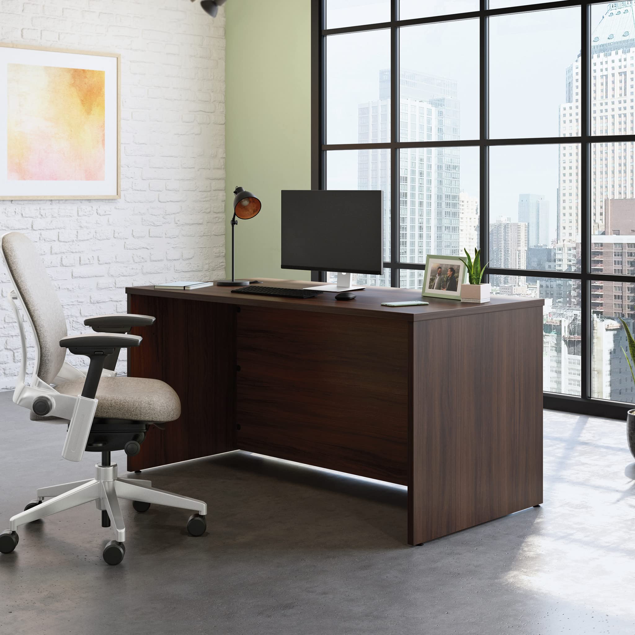 OfficeWorks by Sauder Affirm 60'' Desk Shell, L: 59.06'' x W: 29.53'' x H: 29.29'', Noble Elm - Image 6