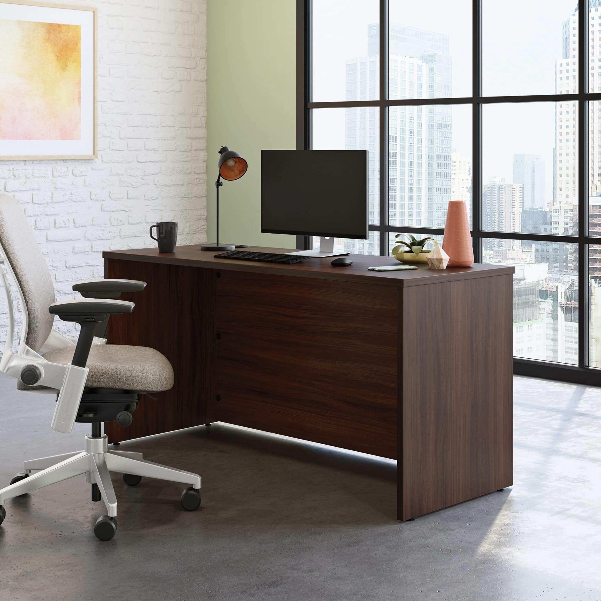 OfficeWorks by Sauder Affirm 60 X 24 Desk Shell/cred/Return, Noble Elm Finish - Image 4
