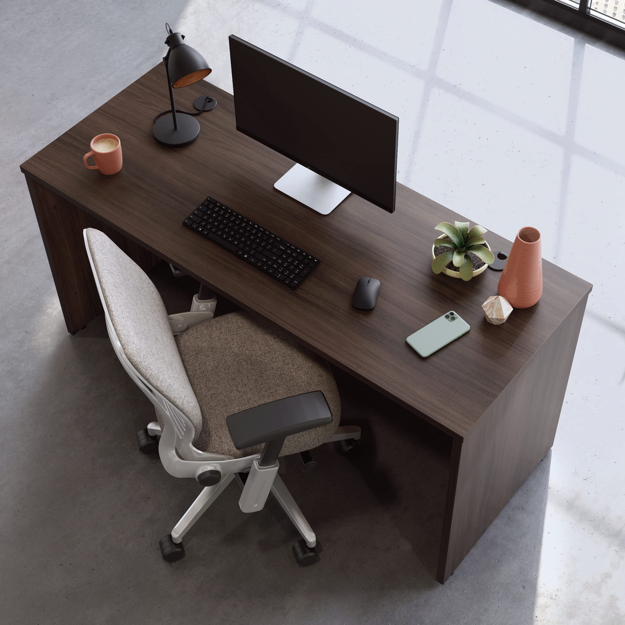 OfficeWorks by Sauder Affirm 60 X 24 Desk Shell/cred/Return, Noble Elm Finish - Image 7