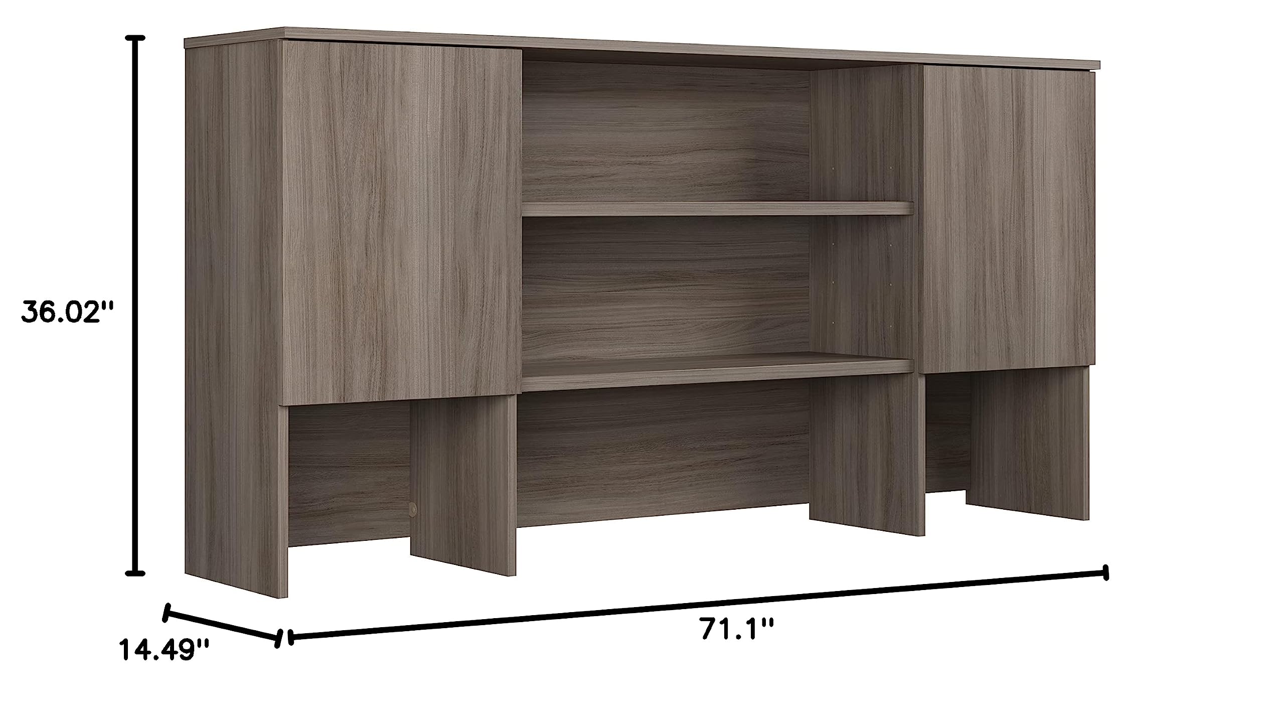 OfficeWorks by Sauder Affirm 72'' Storage Hutch, L: 71.10'' x W: 14.49'' x H: 36.02'', Classic Cherry - Image 8