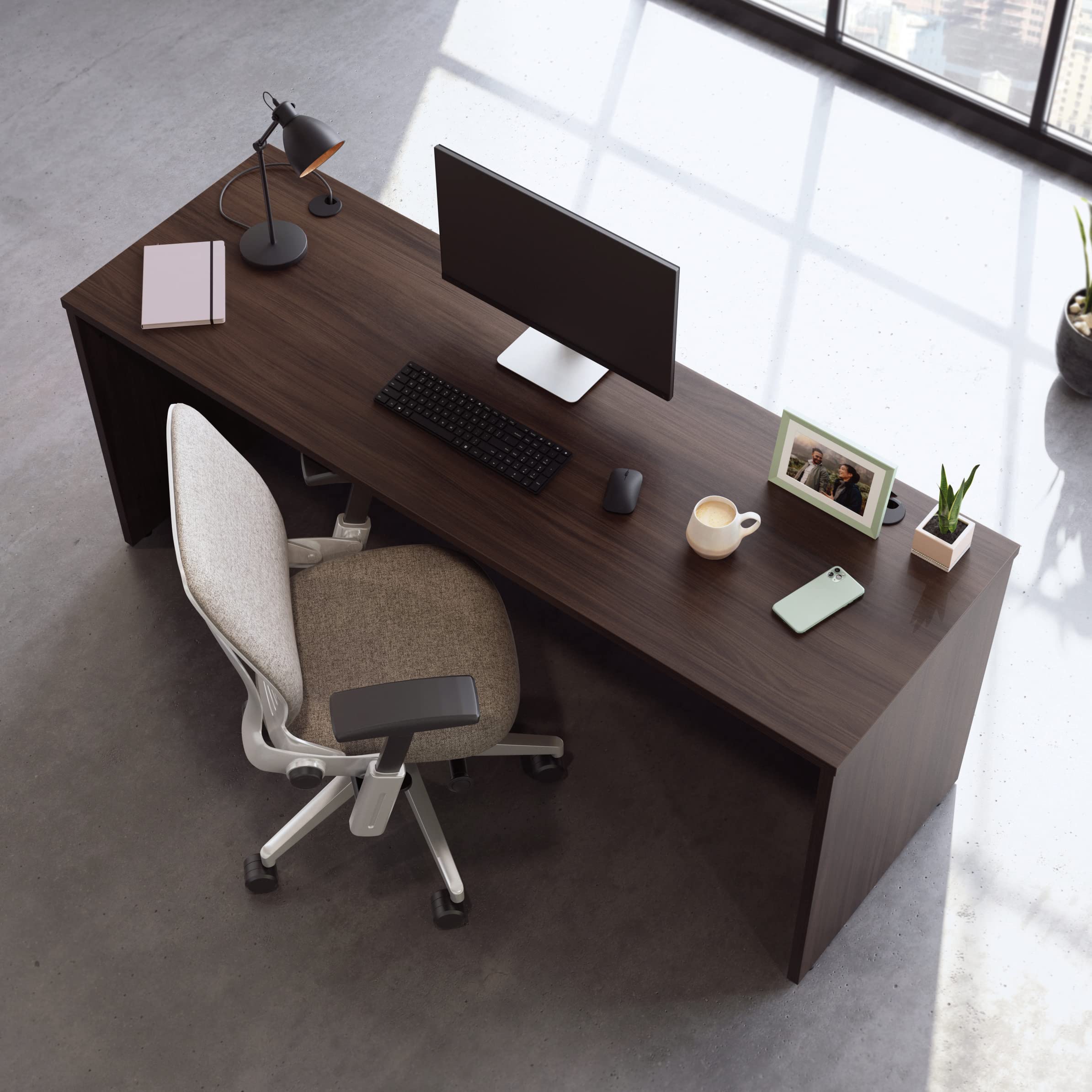 OfficeWorks by Sauder Affirm 72 X 24 Desk Shell/cred/Return, Noble Elm Finish - Image 7