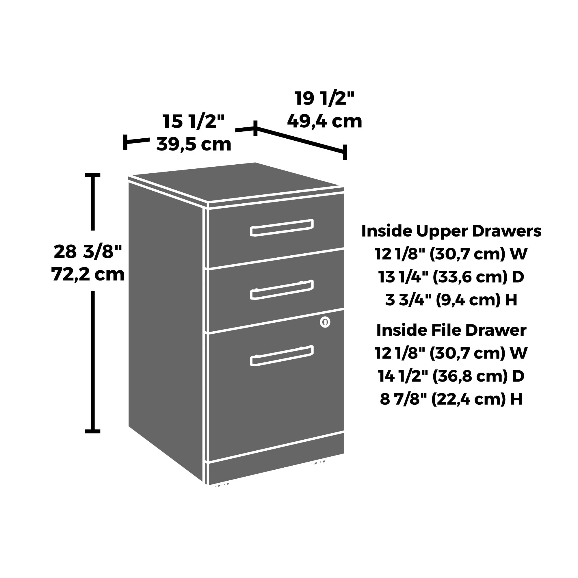 OfficeWorks by Sauder Affirm 3 Drawer Mobile File, Noble Elm Finish - Image 3