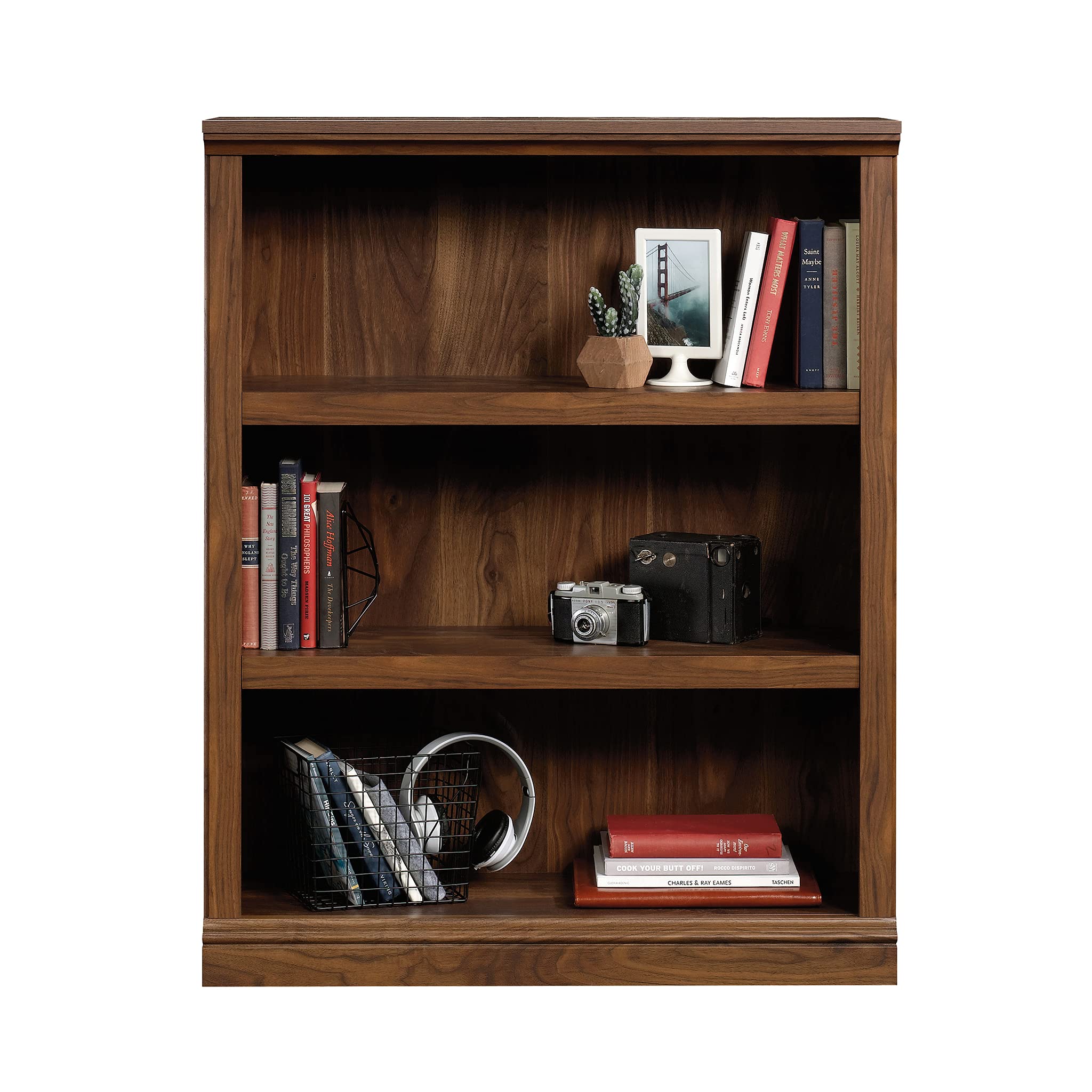 Sauder 3 Tier Book Shelf Wooden Bookcase Multipurpose Bookshelf for Home Office, Living Room, in Grand Walnut - Image 11