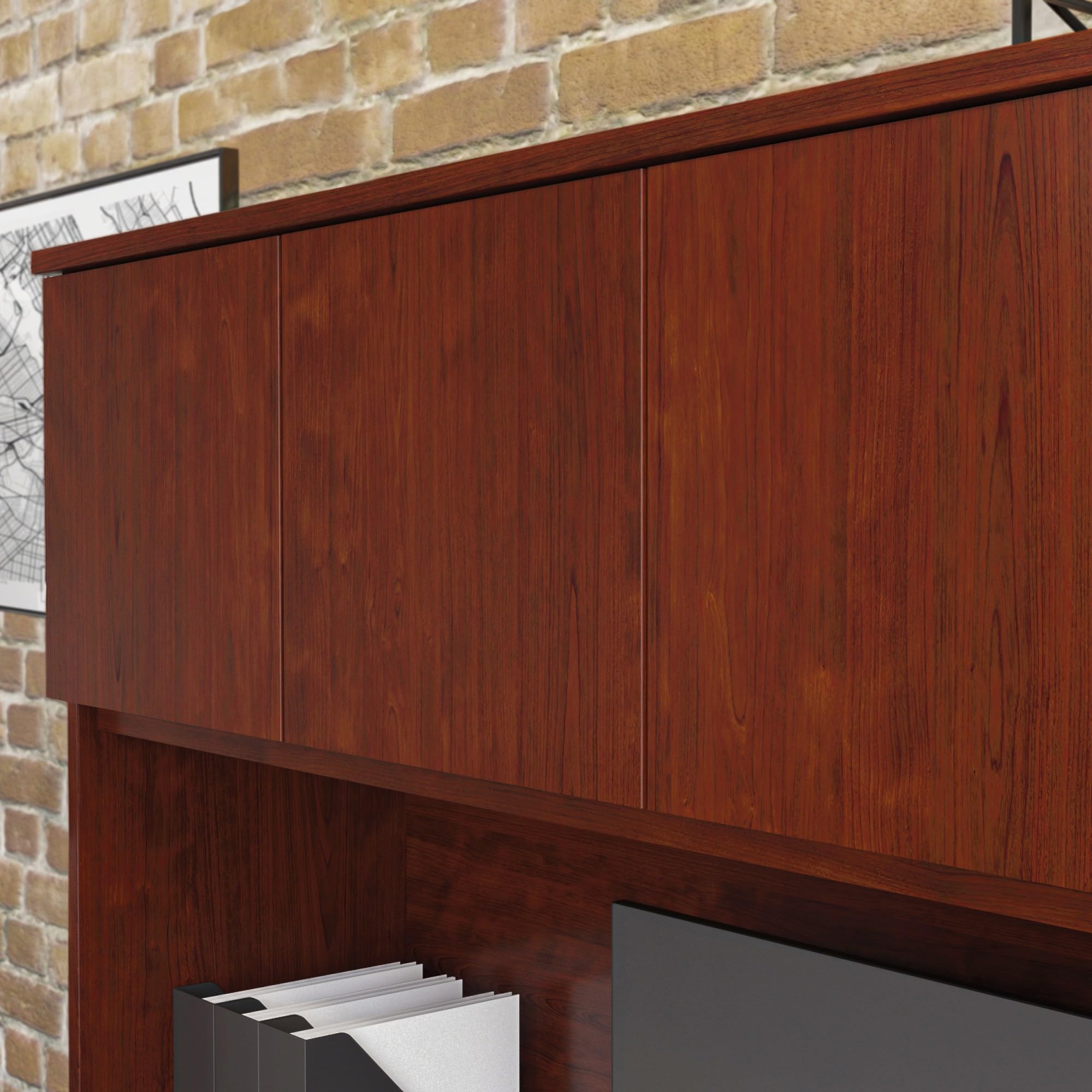 Sauder Affirm 60" x 36" Hutch, Classic Cherry Finish - Image 4