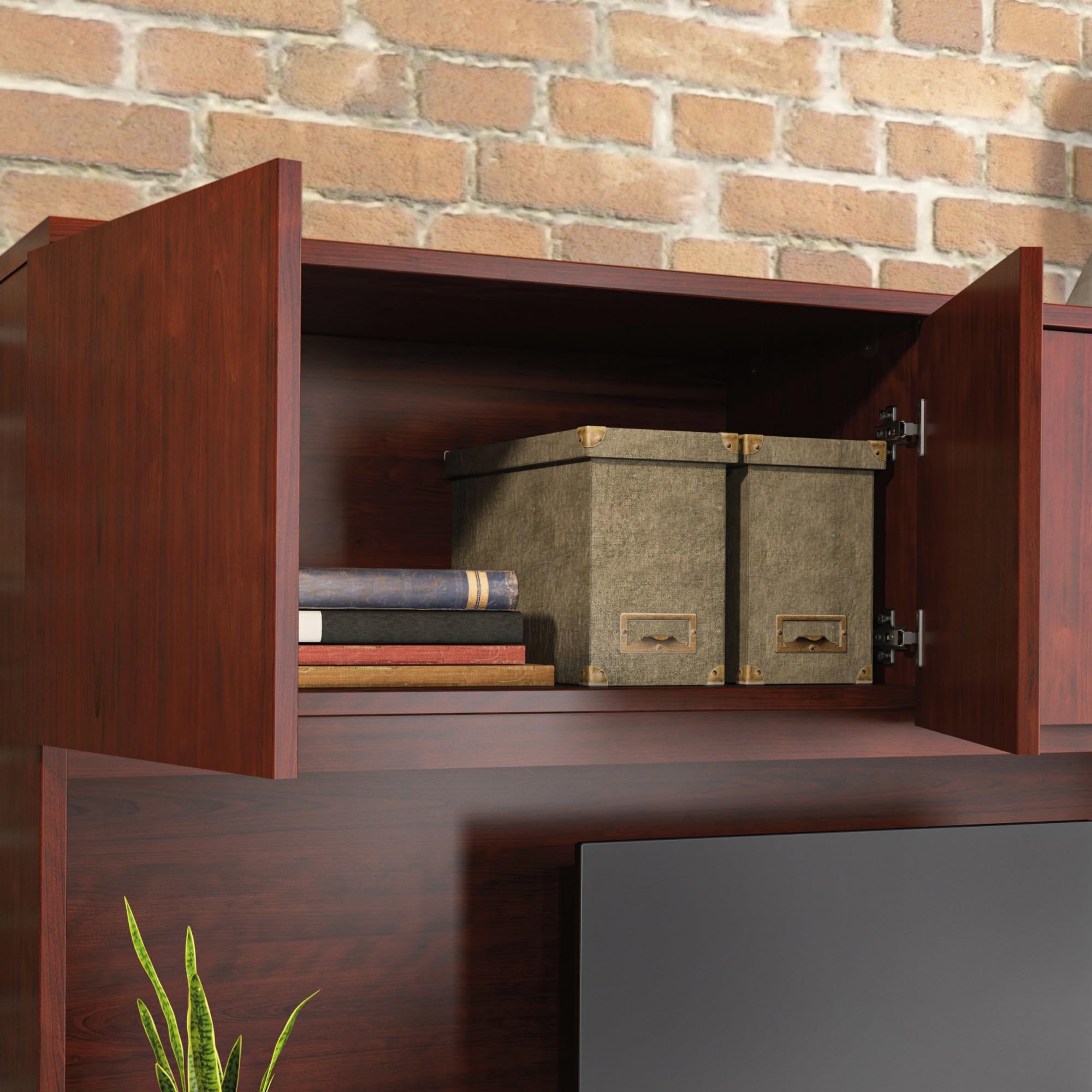 Sauder Affirm 60" x 36" Hutch, Classic Cherry Finish - Image 6