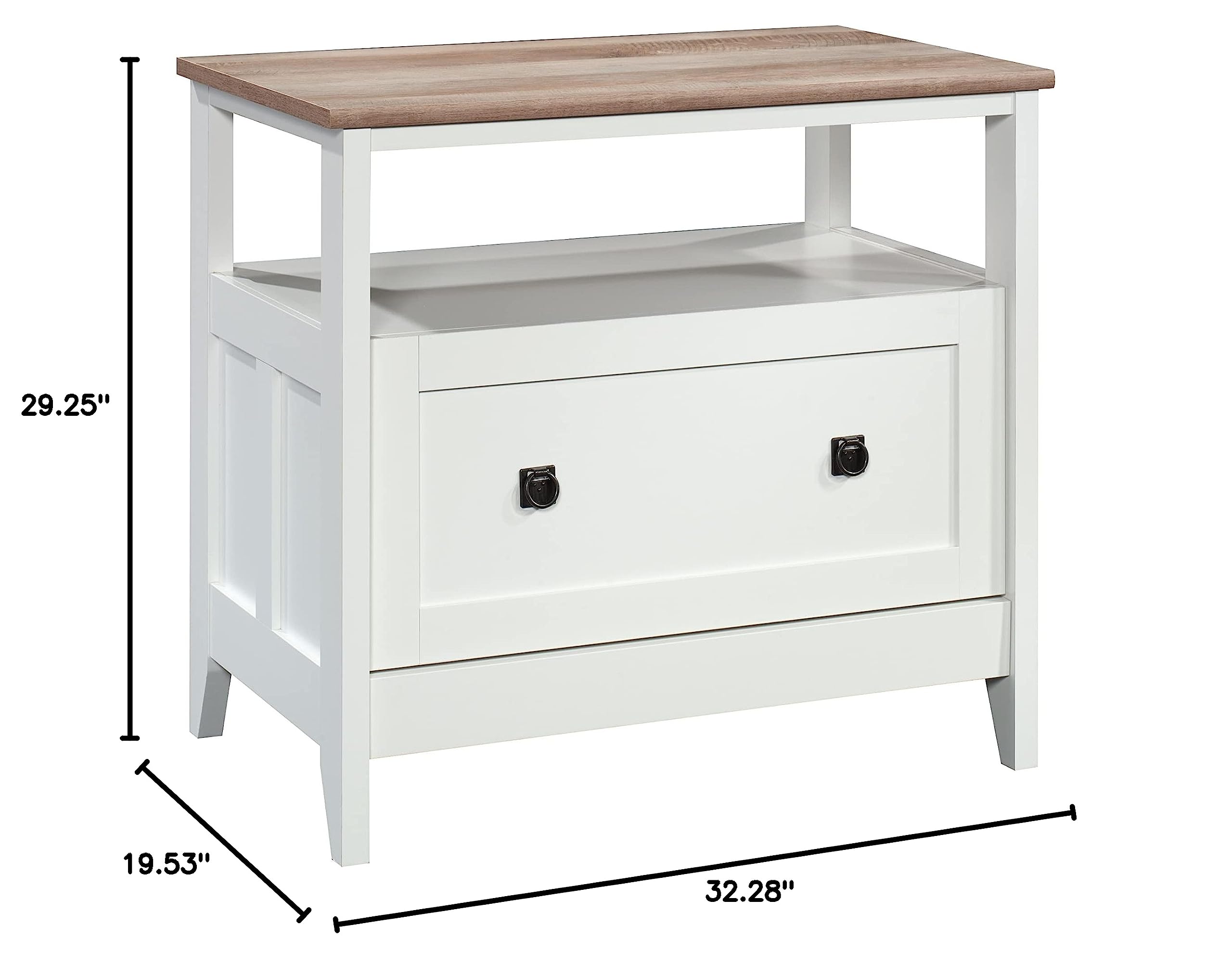 Sauder August Hill File Cabinet 1-Drawer with Open Shelf, Legal Size Filing Cabinet - Soft White Finish - Image 15