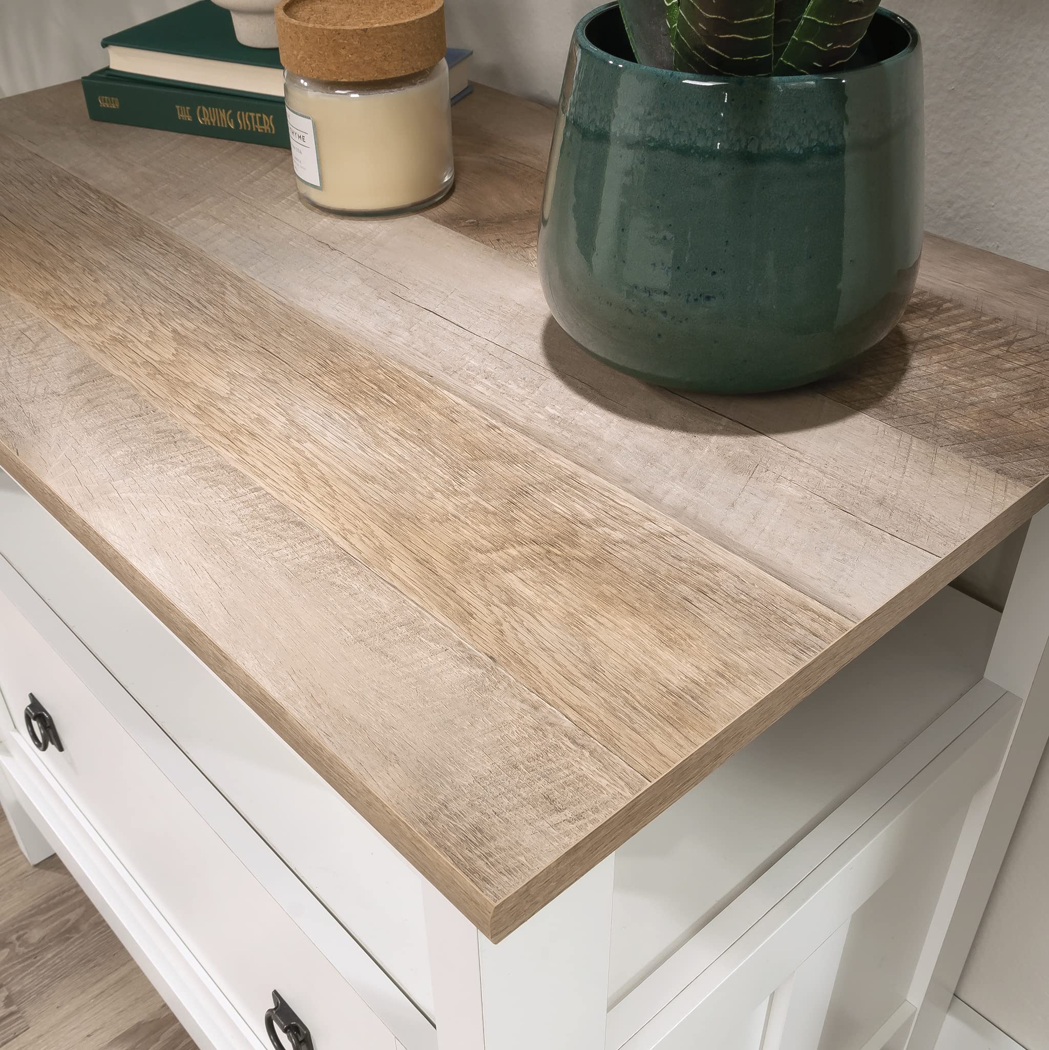 Sauder August Hill File Cabinet 1-Drawer with Open Shelf, Legal Size Filing Cabinet - Soft White Finish - Image 5