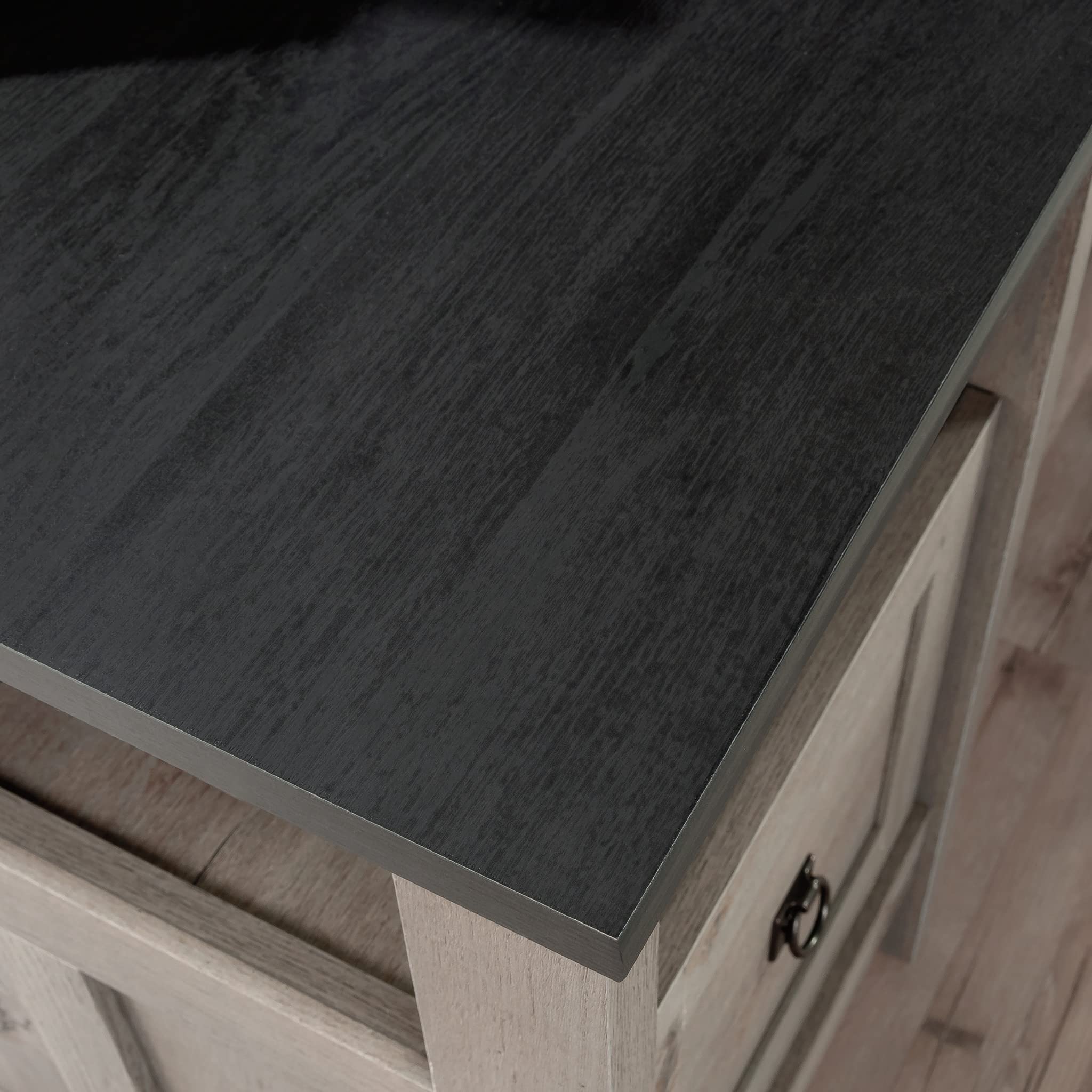 Sauder August Hill L-Shaped Home Office Desk, Farmhouse Corner Desk with File Drawer, Cable Management, Mystic Oak Finish - Image 4