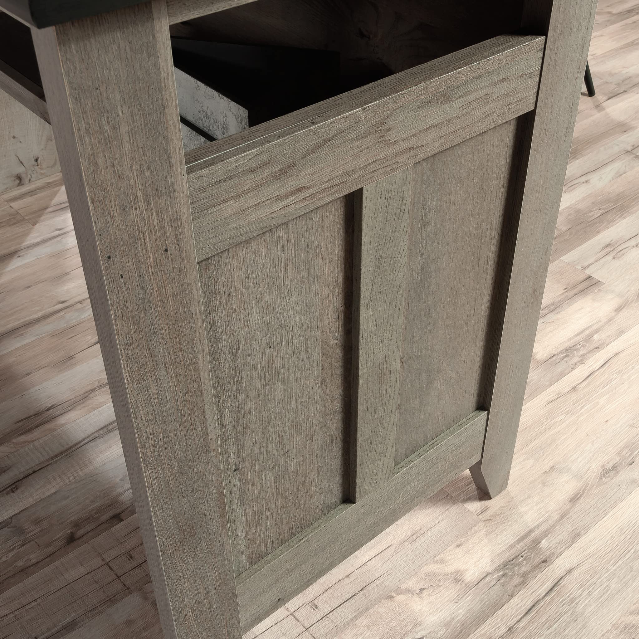 Sauder August Hill L-Shaped Home Office Desk, Farmhouse Corner Desk with File Drawer, Cable Management, Mystic Oak Finish - Image 9