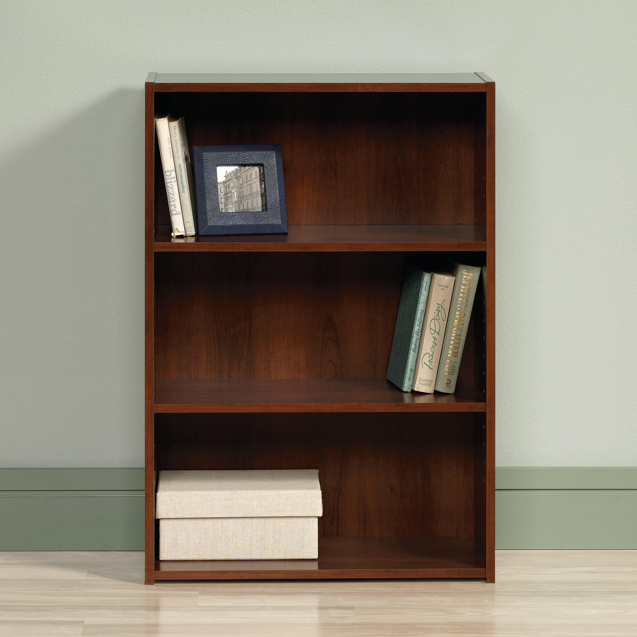 Sauder Beginnings 3-Shelf Bookcase, Bookshelf with Adjustable Storage Shelves, in Brook Cherry finish - Image 4