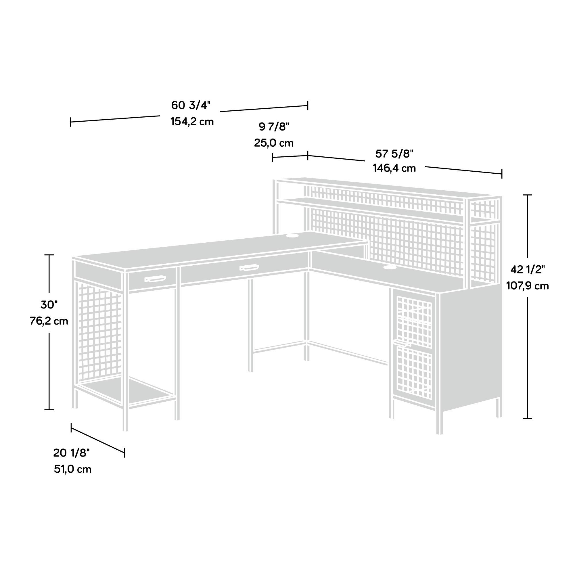 Sauder Boulevard Café L-Shaped Desk, Vintage Oak finish - Image 3