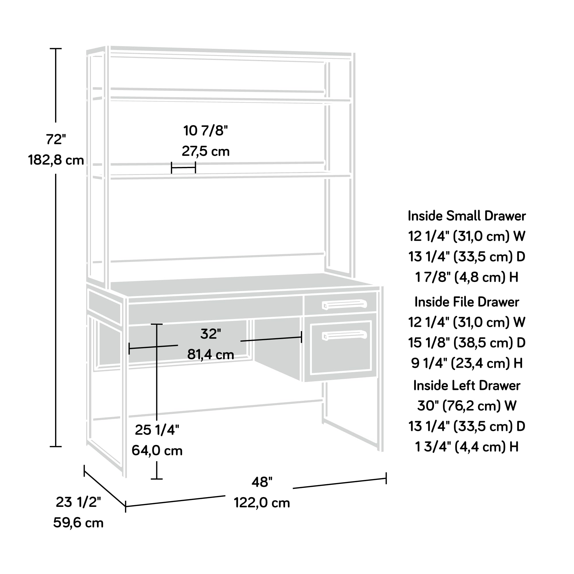 Sauder Briarbrook Computer Desk with Hutch, Barrel Oak Finish - Image 3