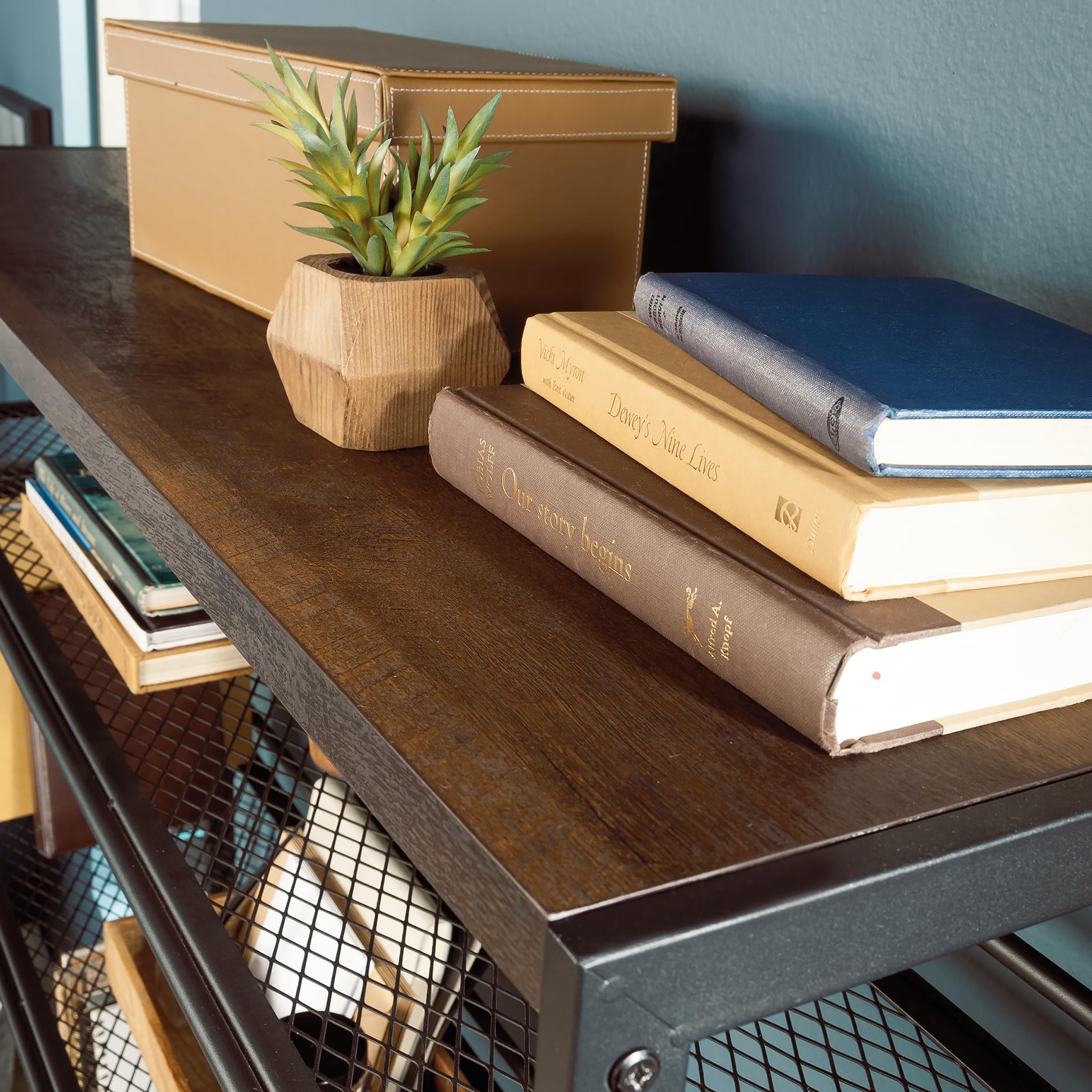 Sauder Briarbrook Computer Desk with Hutch, Barrel Oak Finish - Image 8