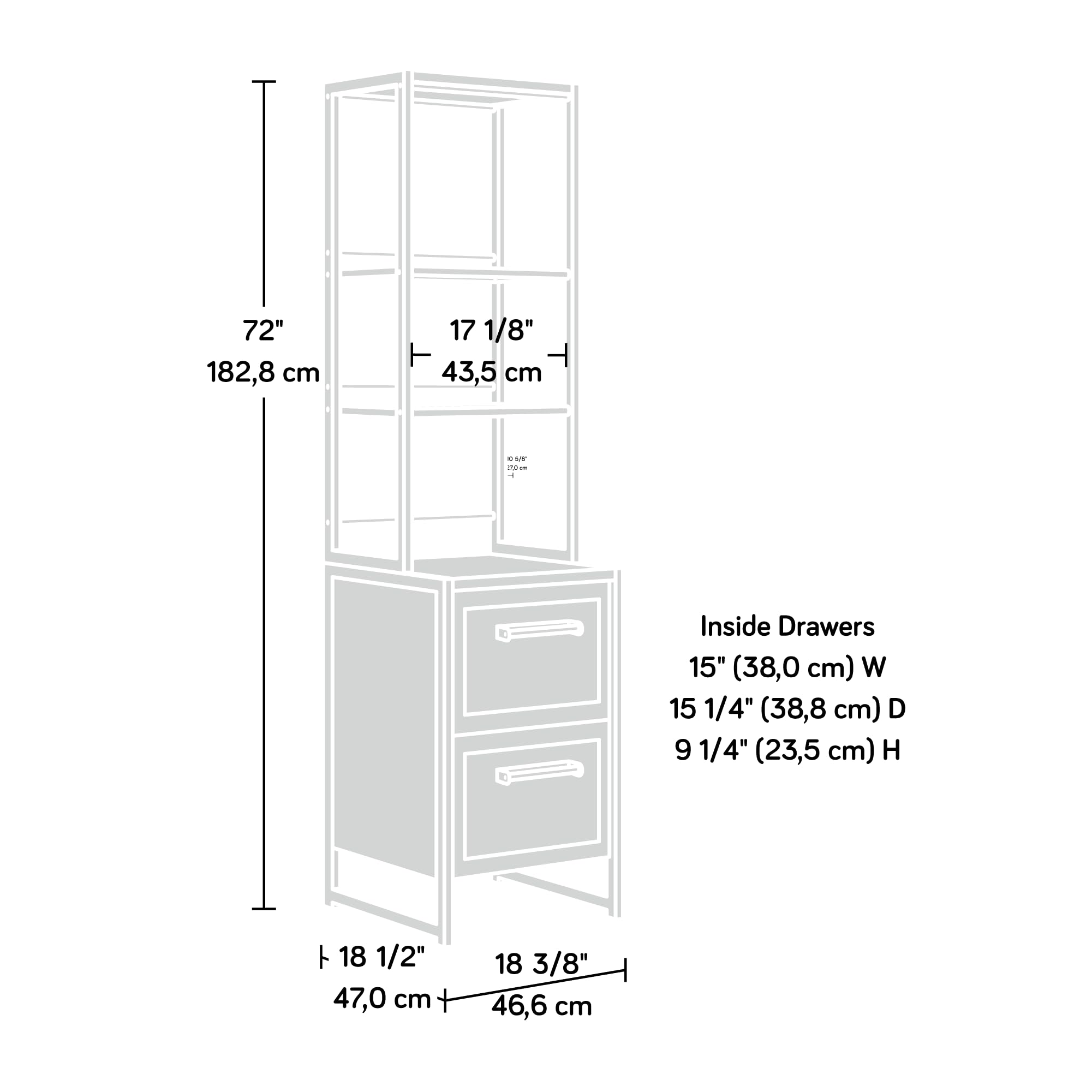 Sauder Briarbrook Tall Narrow Bookcase, Barrel Oak Finish - Image 3