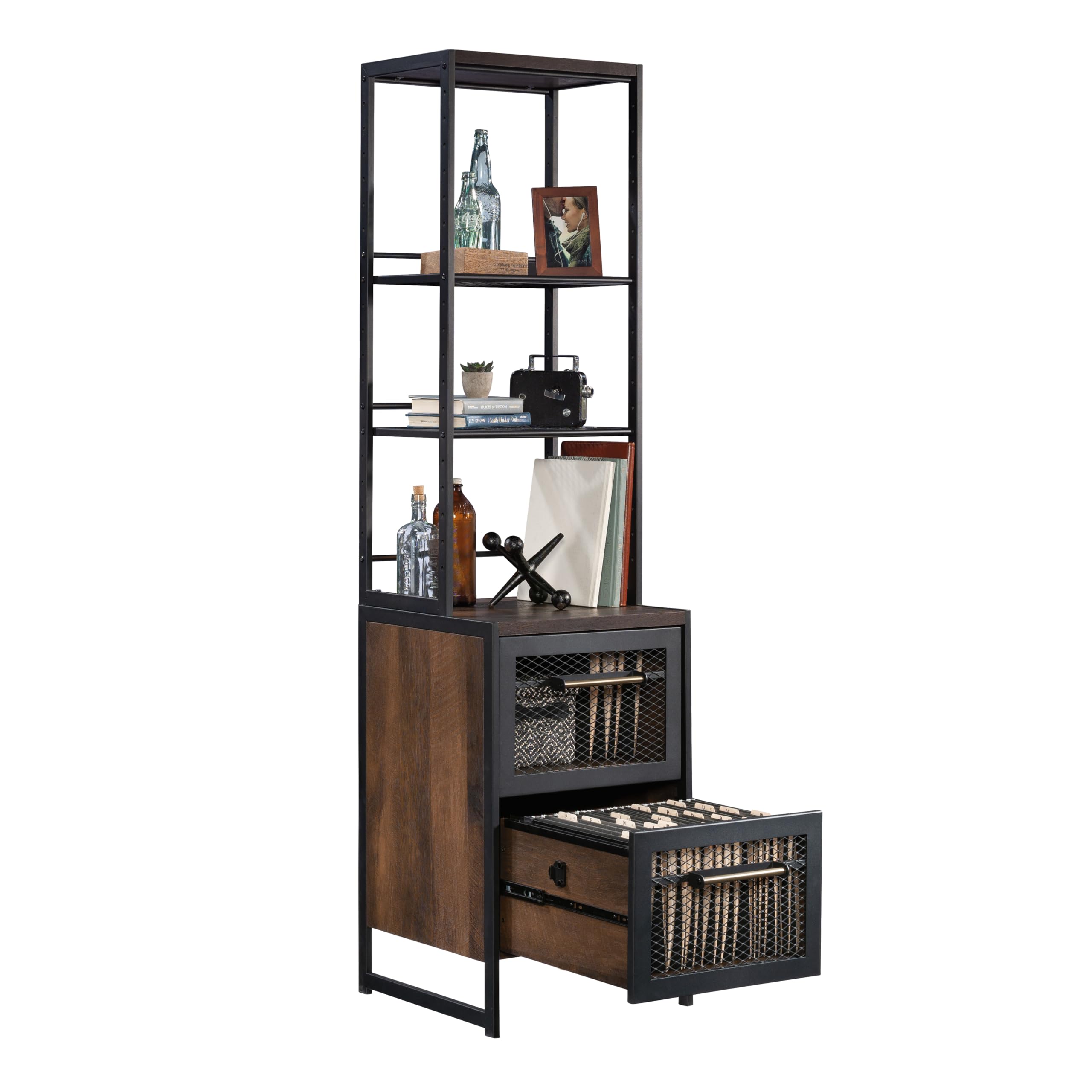 Sauder Briarbrook Tall Narrow Bookcase, Barrel Oak Finish - Image 6