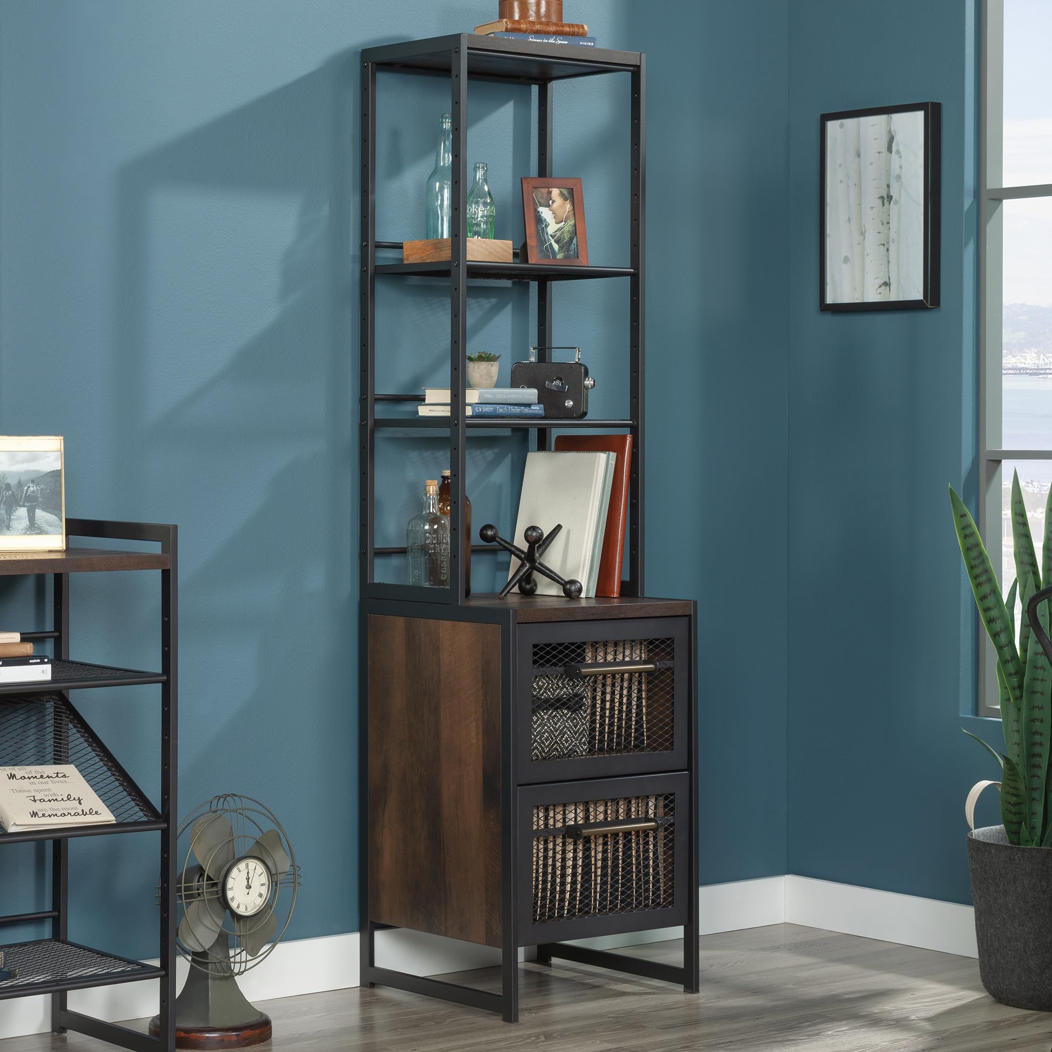 Sauder Briarbrook Tall Narrow Bookcase, Barrel Oak Finish - Image 7