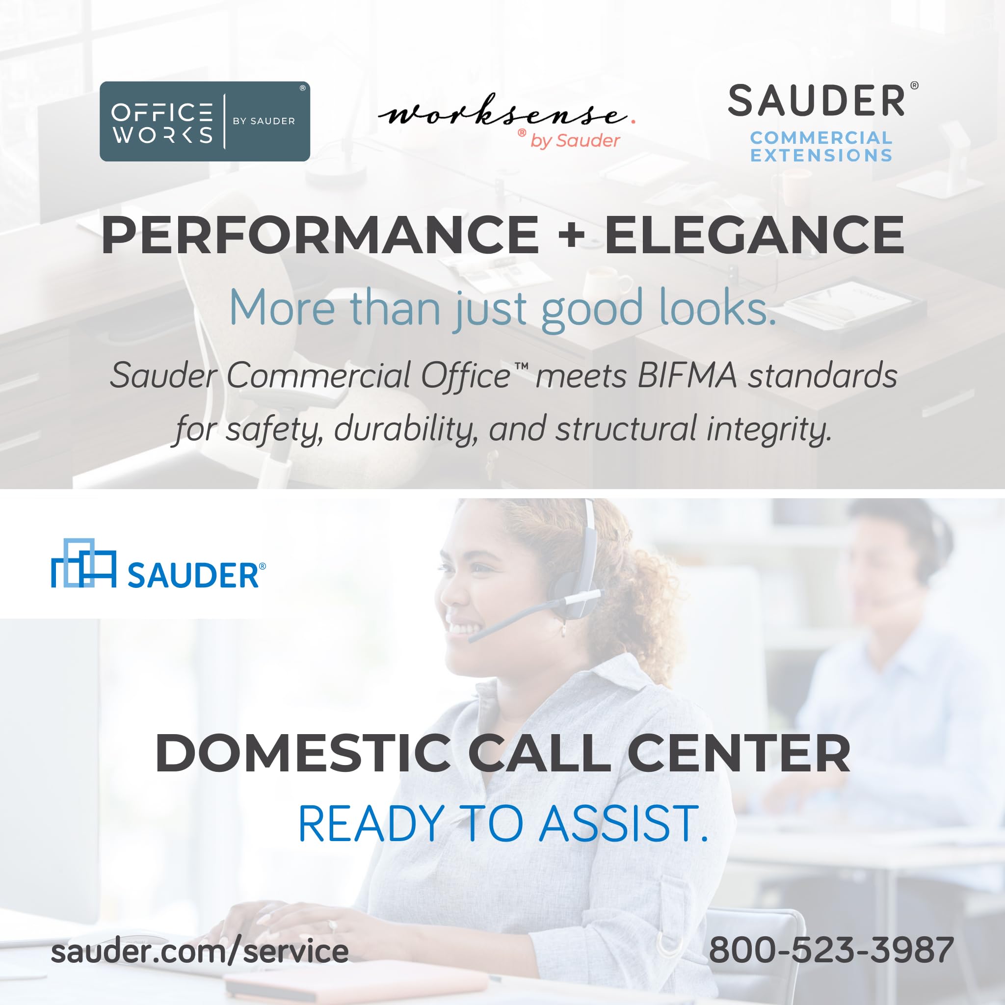 OfficeWorks by Sauder Affirm Reception Station, L: 70.87'' x W: 70.87'' x H: 13.58'', Hudson Elm - Image 11