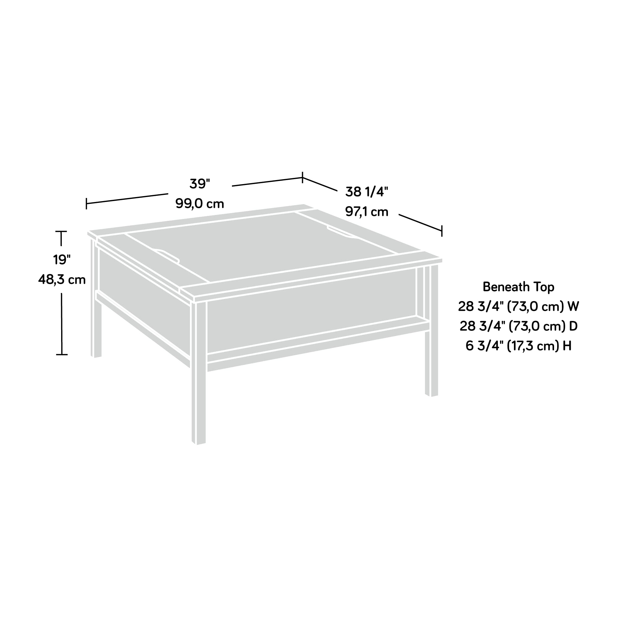 Sauder Cottage Road Coffee Table/Gaming Table with Removable Top, Soft White Finish - Image 3