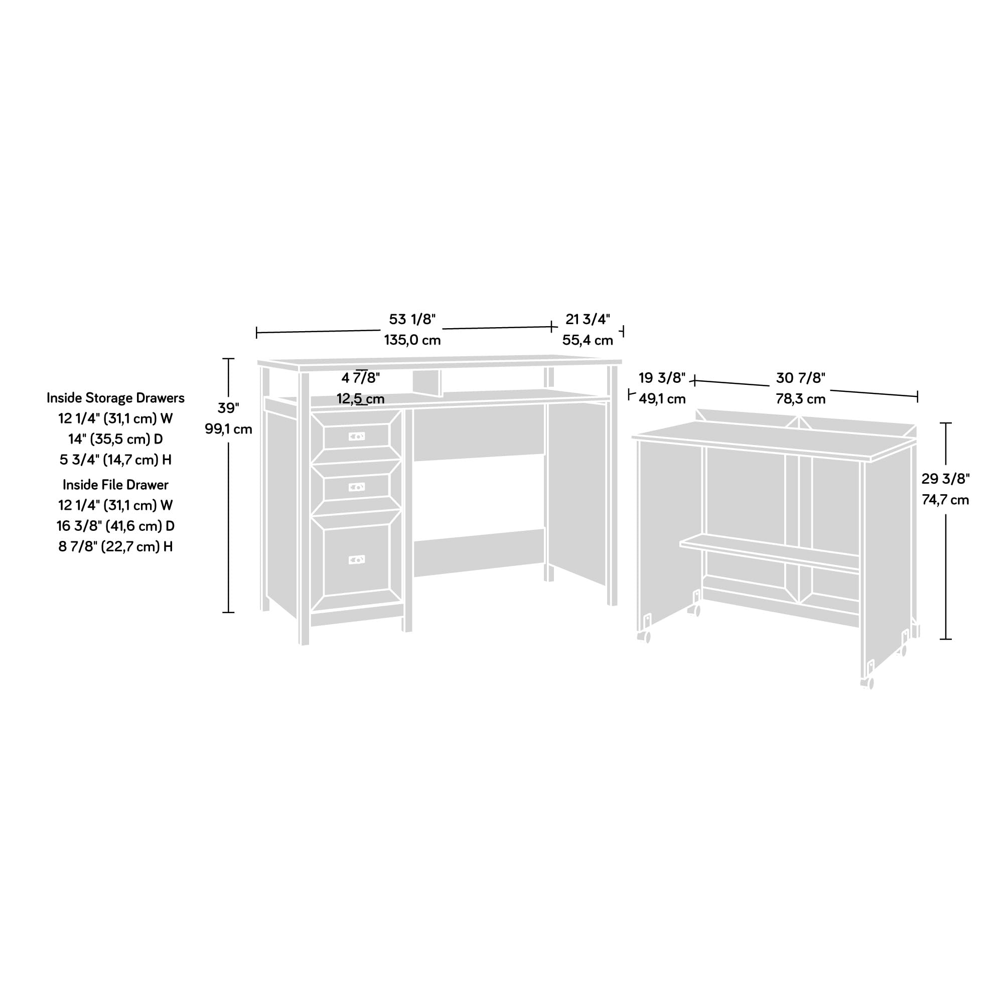 Sauder Cottage Road Credenza Desk, White Finish - Image 3