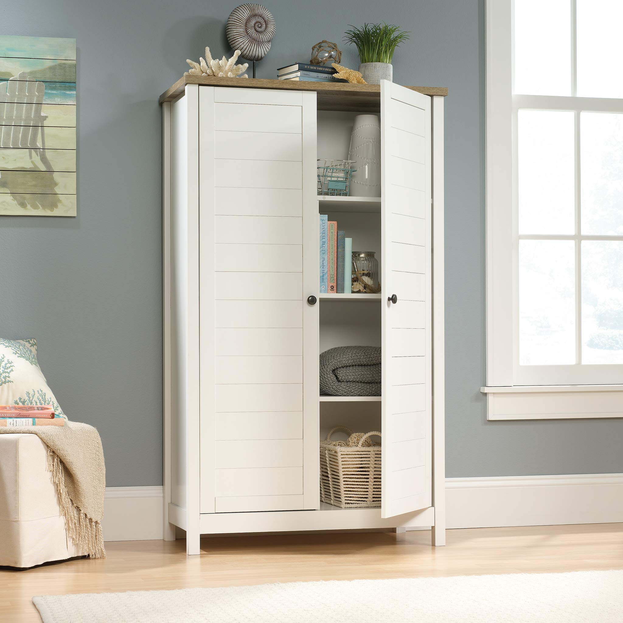 Sauder Cottage Road Storage Cabinet/ Pantry Cabinet, Soft White finish - Image 4