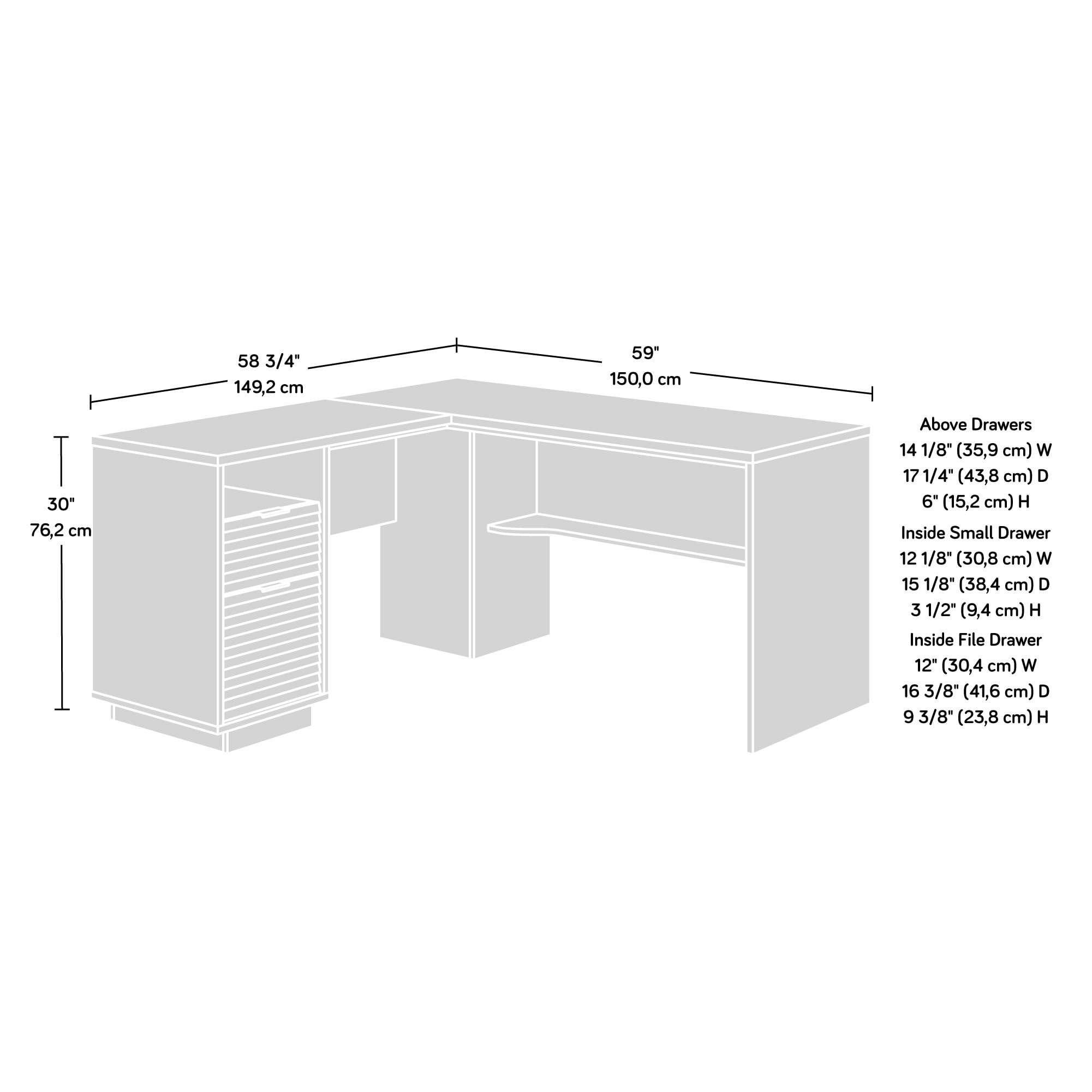 Sauder East Rock L-Desk, Ashen Oak Finish - Image 3