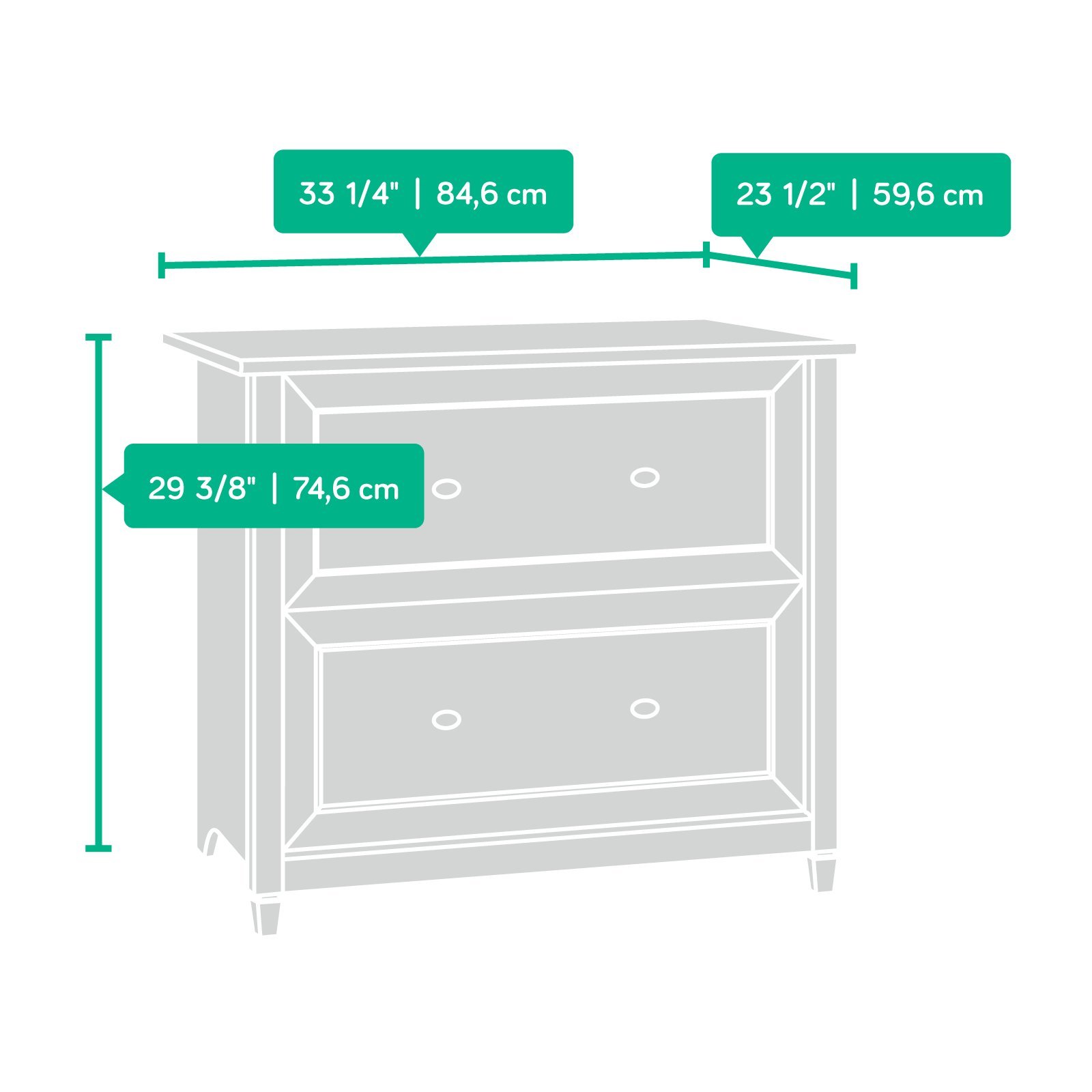 Sauder Edge Water 2 Drawer Lateral Filing Cabinet, Office File Cabinet, in Chalked Chestnut - Image 3