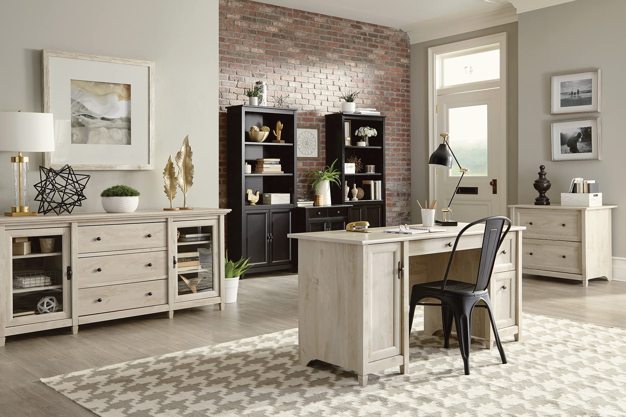 Sauder Edge Water Computer Desk with Storage Drawers, Home Office Desk, in Chalked Chestnut finish - Image 10