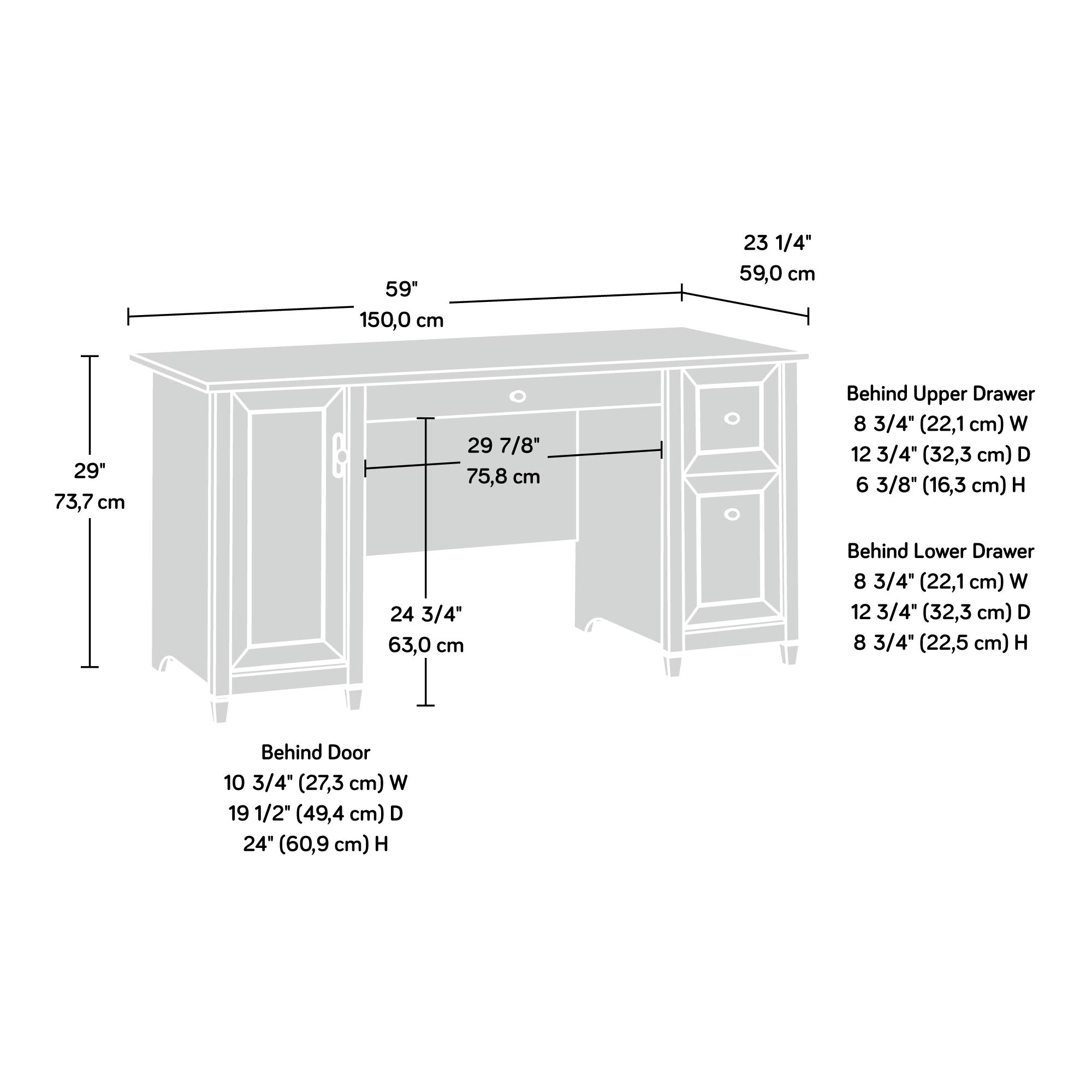 Sauder Edge Water Computer Desk with Storage Drawers, Home Office Desk, in Chalked Chestnut finish - Image 3