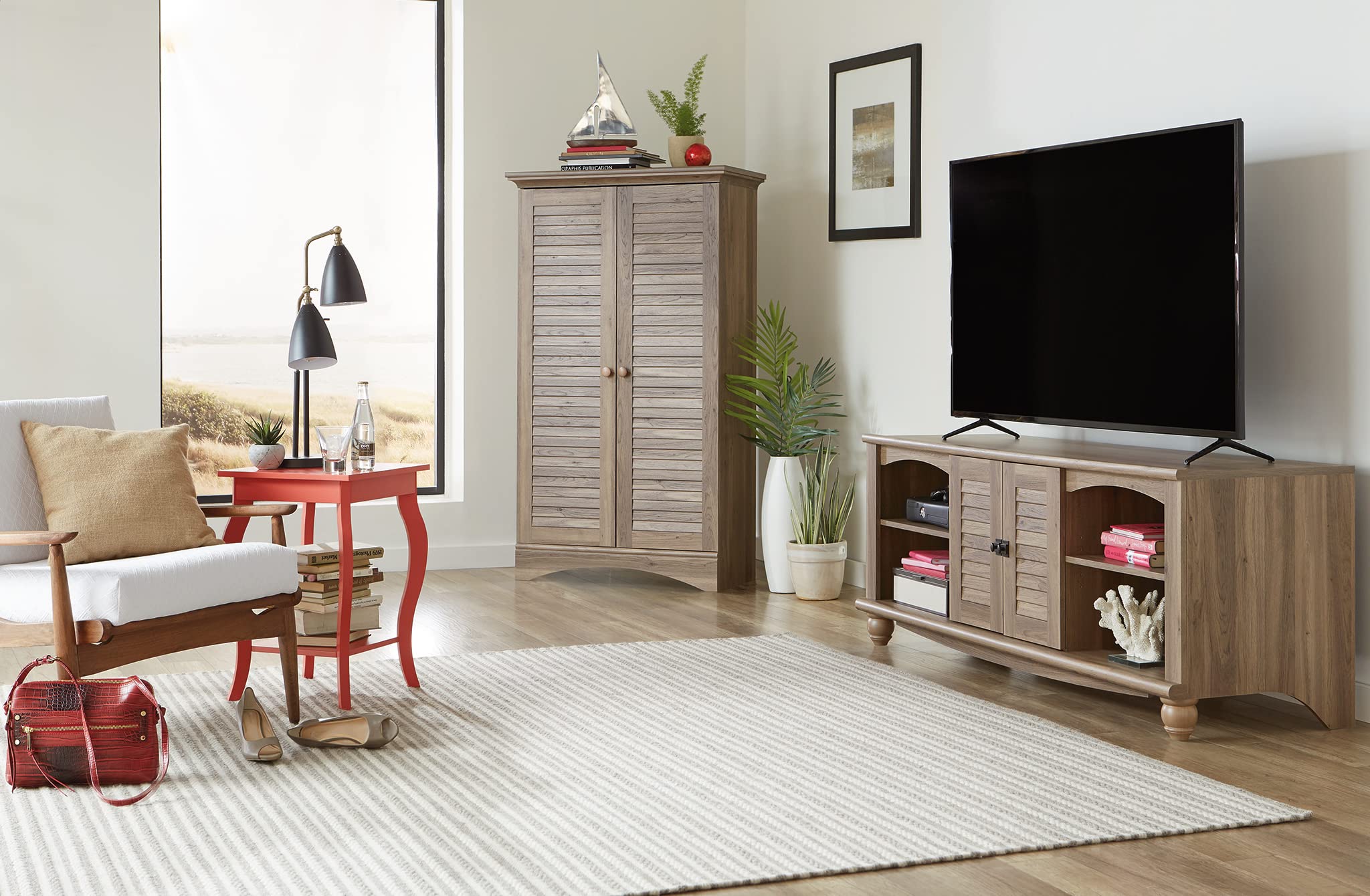 Sauder Harbor View Storage Cabinet/ Pantry Cabinet, Salt Oak finish - Image 12