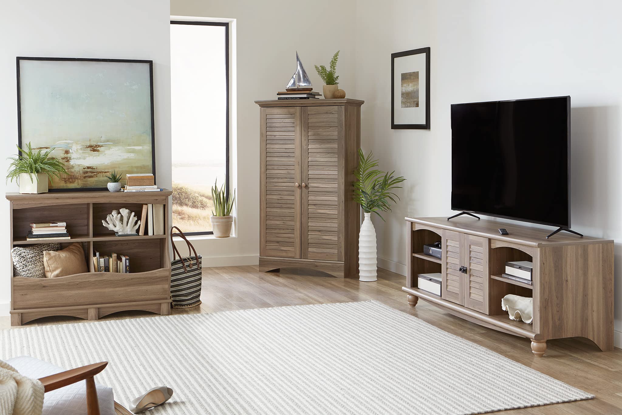 Sauder Harbor View Storage Cabinet/ Pantry Cabinet, Salt Oak finish - Image 13