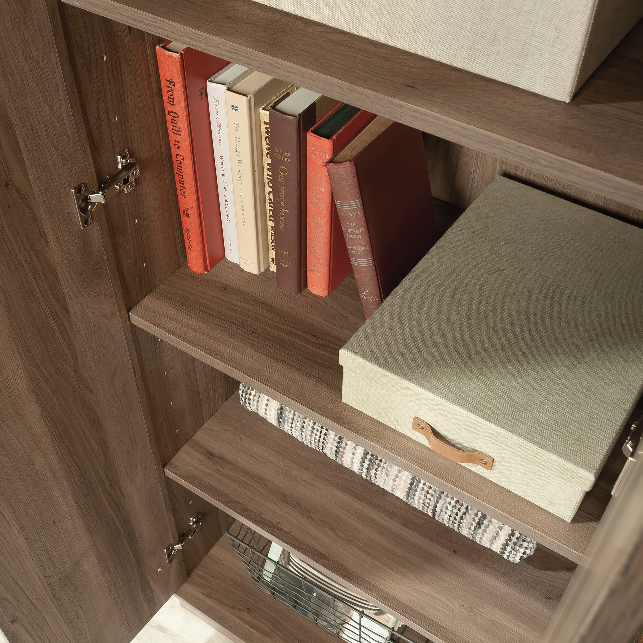 Sauder HomePlus 2-Door Farmhouse Storage Cabinet/Pantry cabinets, Salt Oak Finish - Image 6