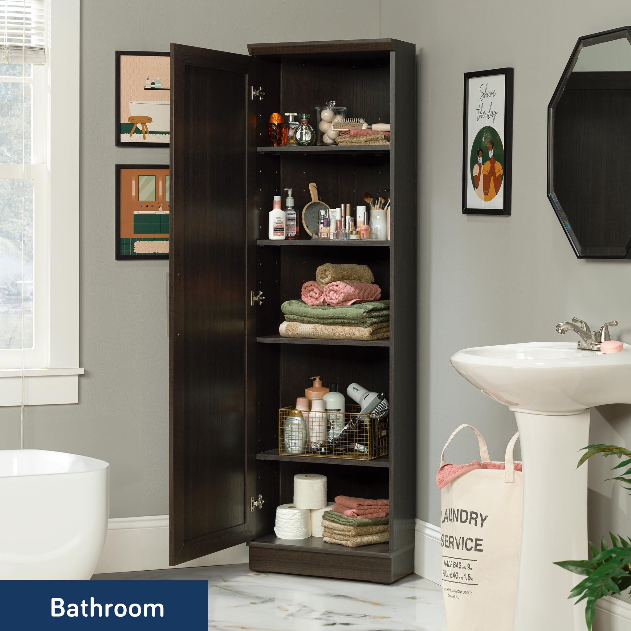 Sauder Homeplus Corner Cabinet, Dakota Oak Finish - Image 5