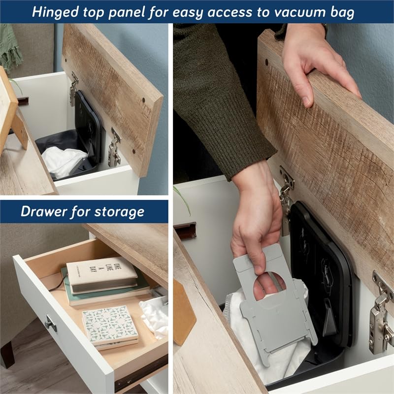 Sauder Homeplus Robot Vacuum Storage Side Table End Table Cabinet for Living Room, Bedroom, in Soft White - Image 10