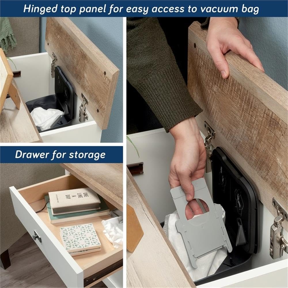 Sauder Homeplus Robot Vacuum Storage Side Table End Table Cabinet for Living Room, Bedroom, in Soft White - Image 7