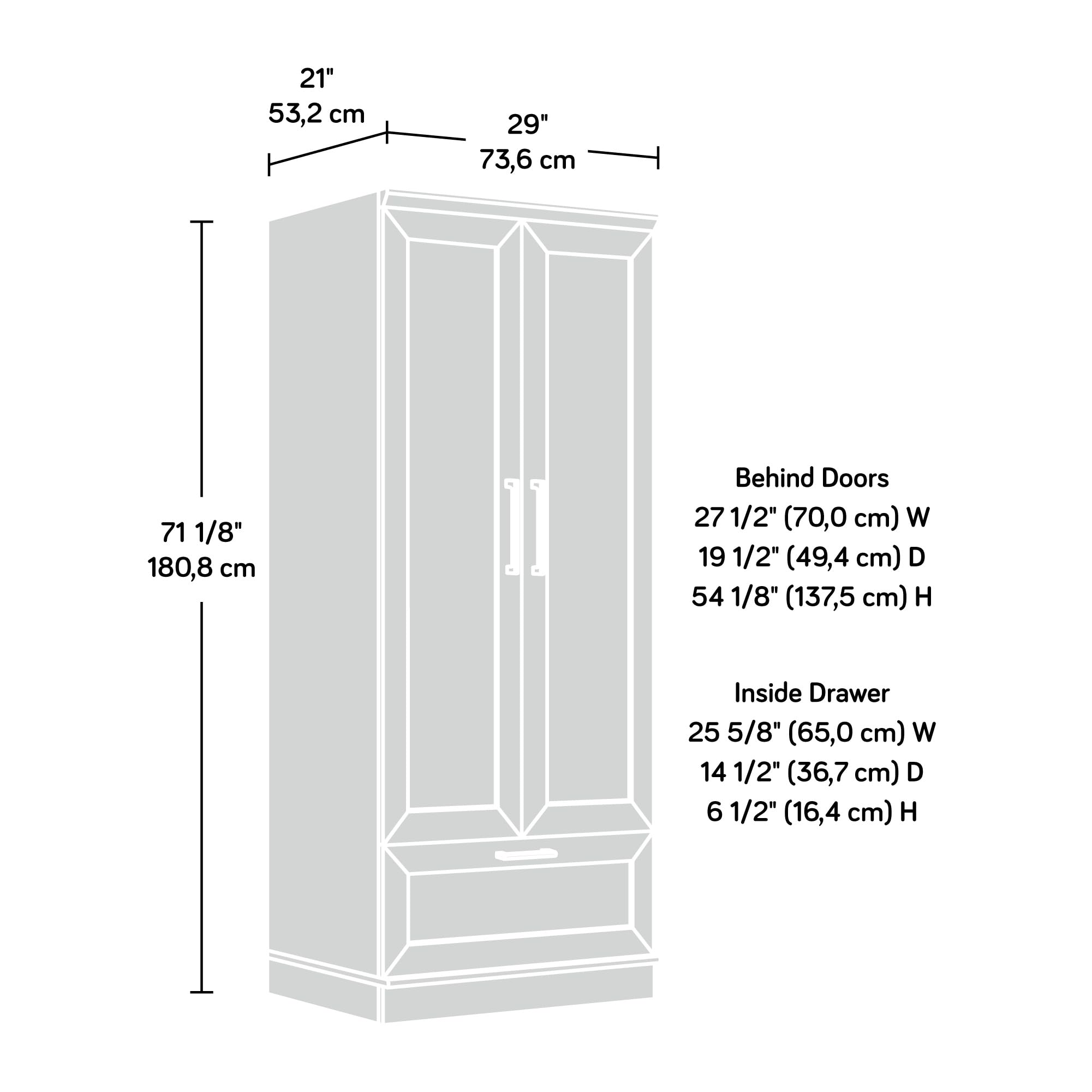 Sauder HomePlus Wardrobe/Pantry cabinets, L: 28.98" x W: 20.95" x H: 71.18", Dakota Oak finish - Image 3