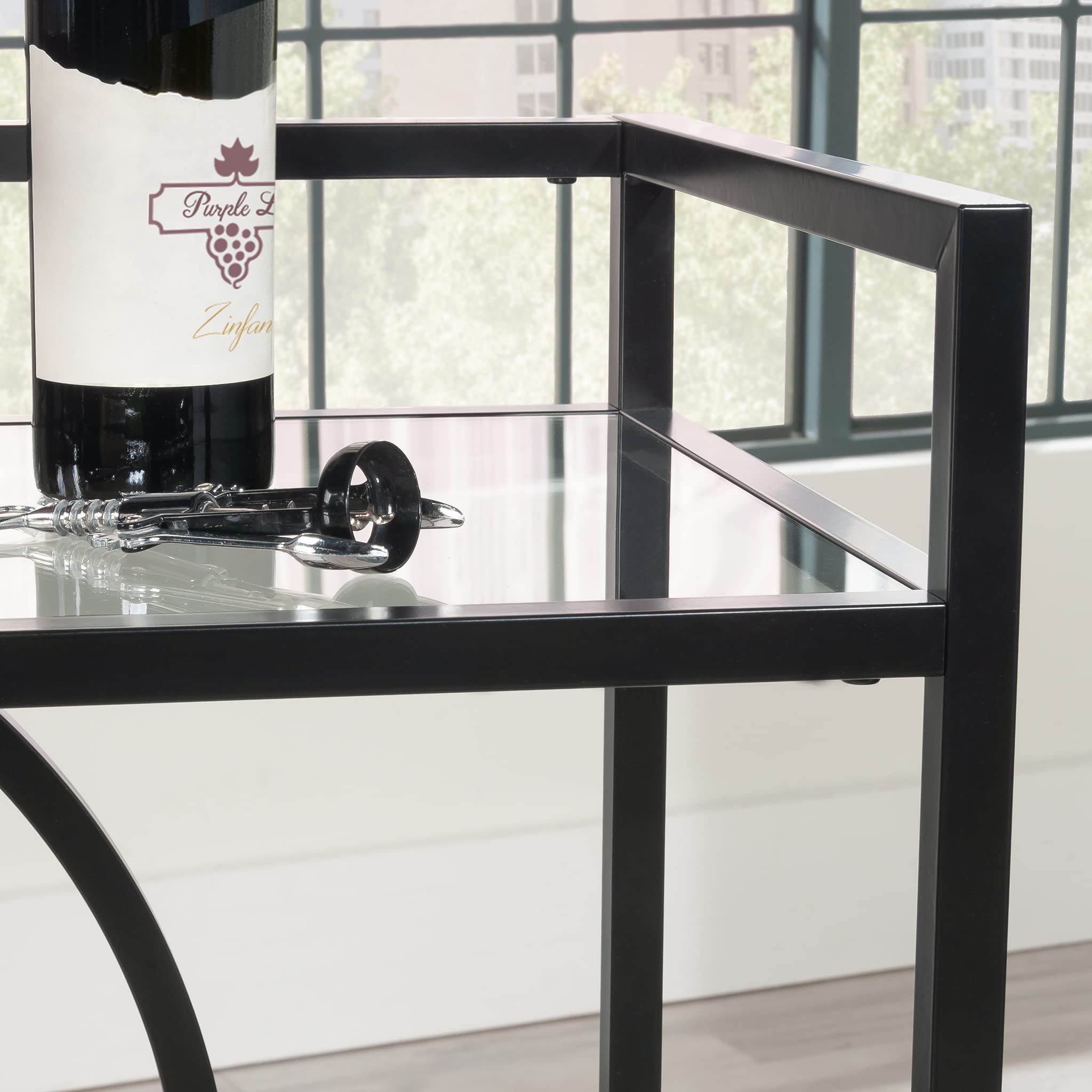 Sauder International Lux Bar Cart, Black Finish - Image 10