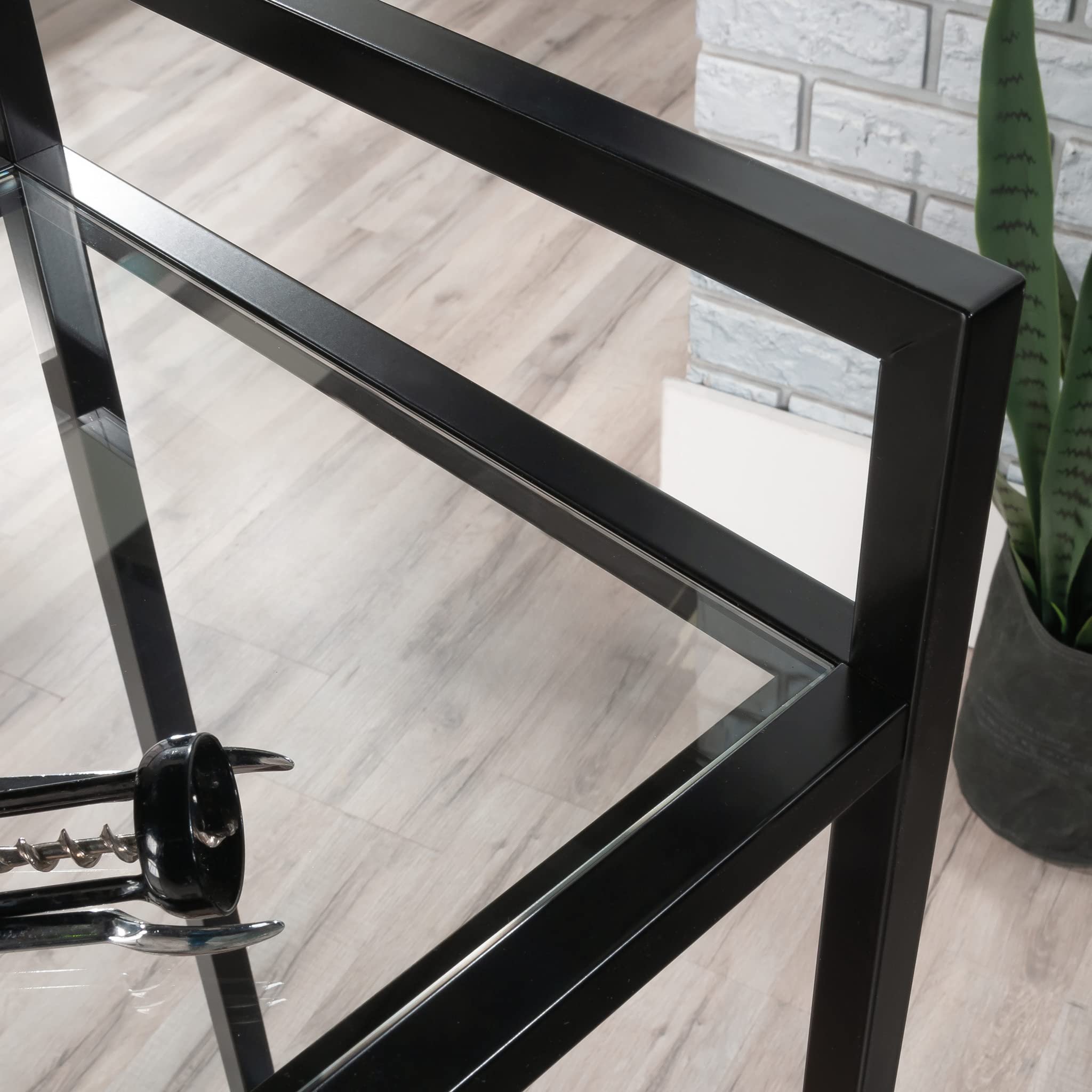 Sauder International Lux Bar Cart, Black Finish - Image 11