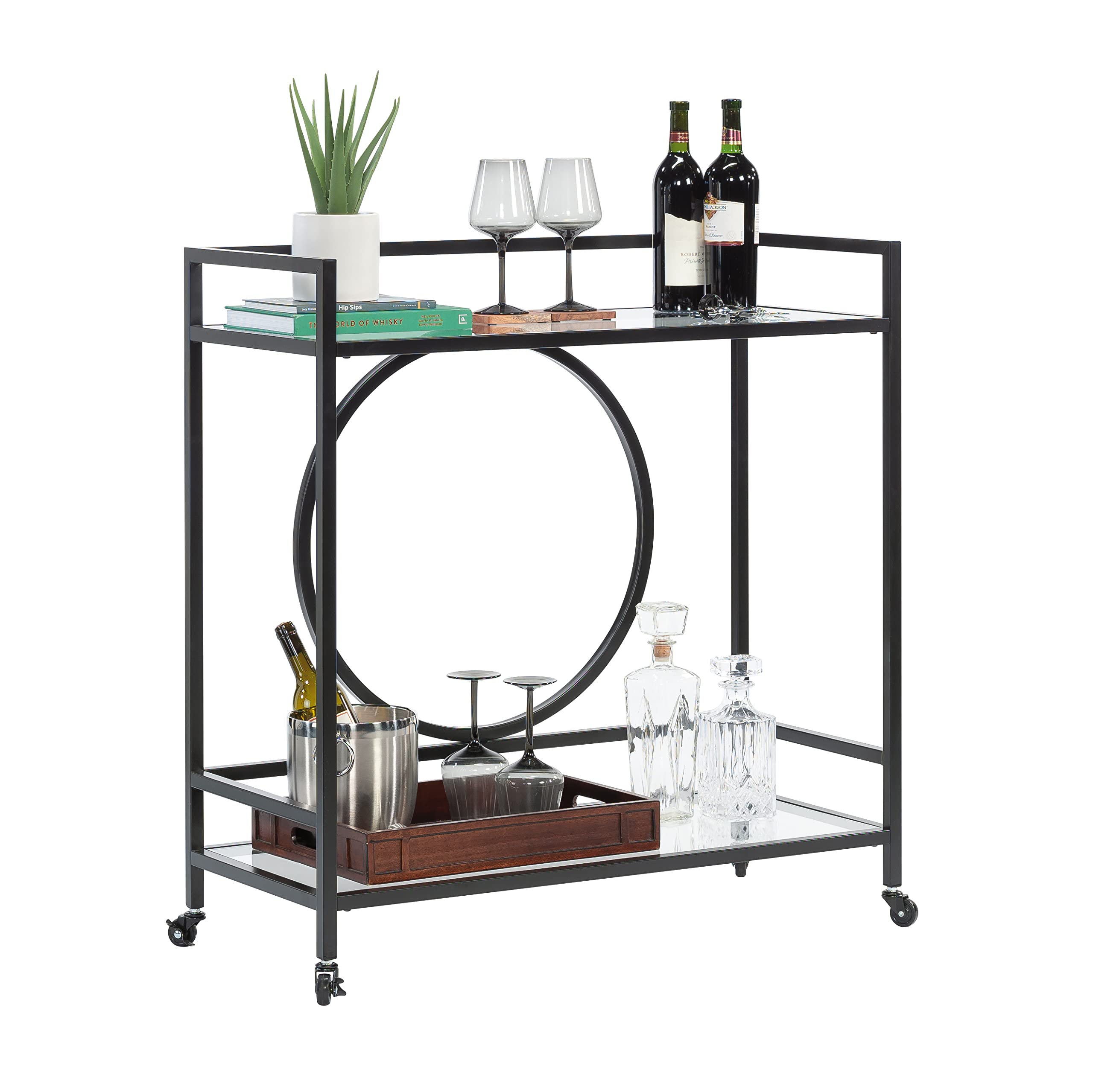 Sauder International Lux Bar Cart, Black Finish - Image 14