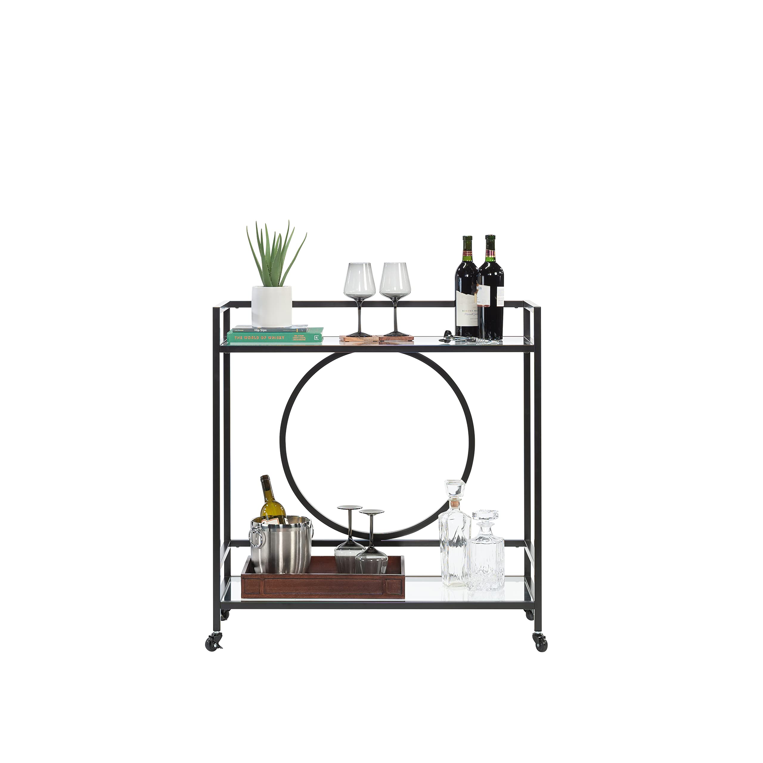 Sauder International Lux Bar Cart, Black Finish - Image 15