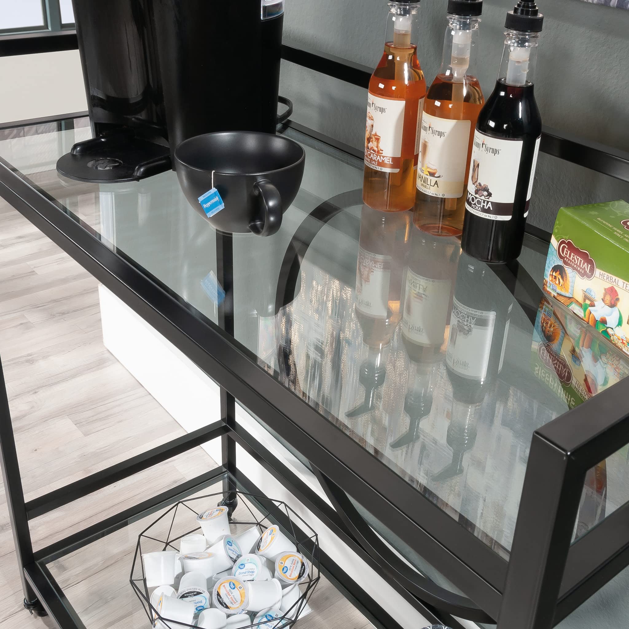 Sauder International Lux Bar Cart, Black Finish - Image 5