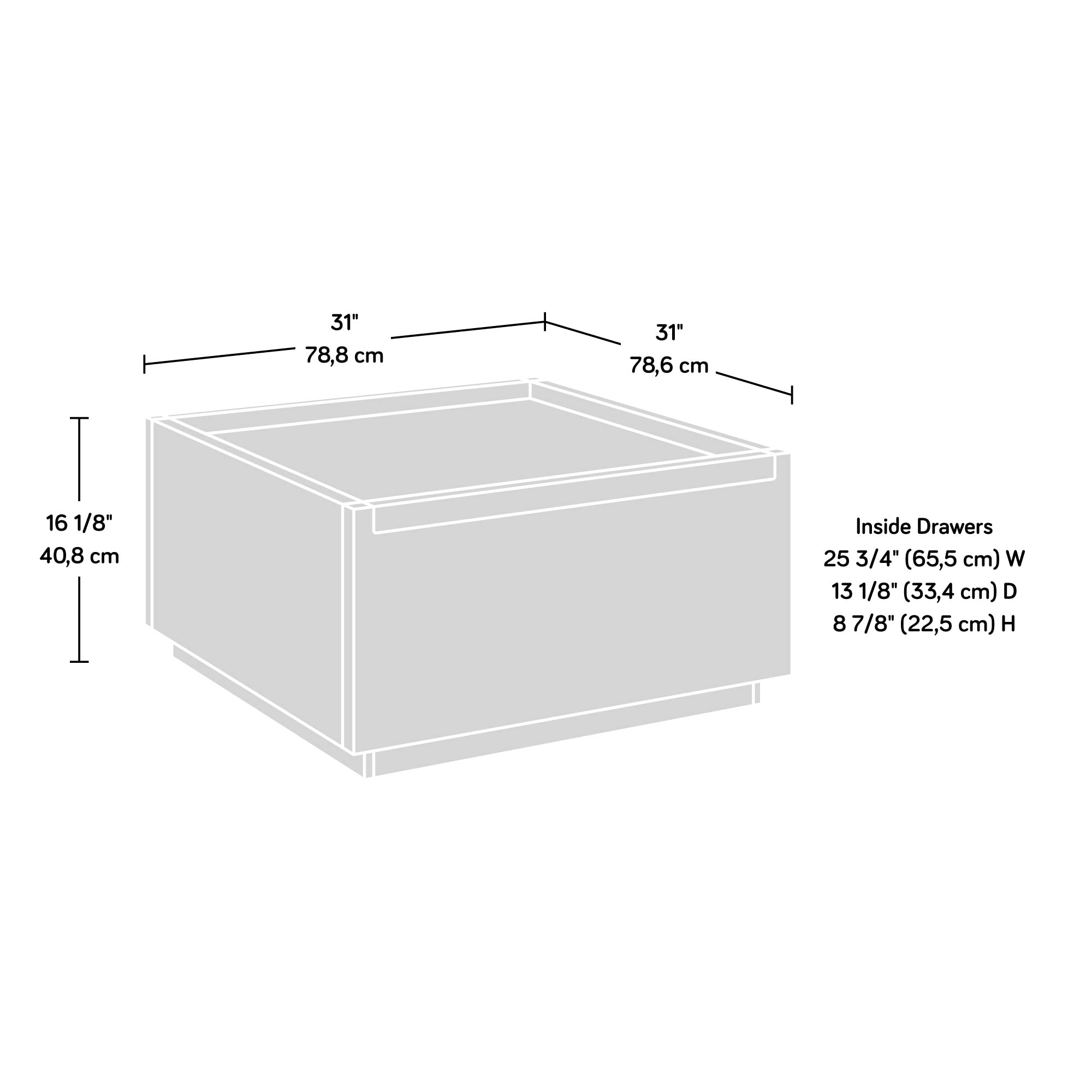 Sauder Manhattan Gate Modern Square Coffee Table, Blaze Acacia Finish - Image 3