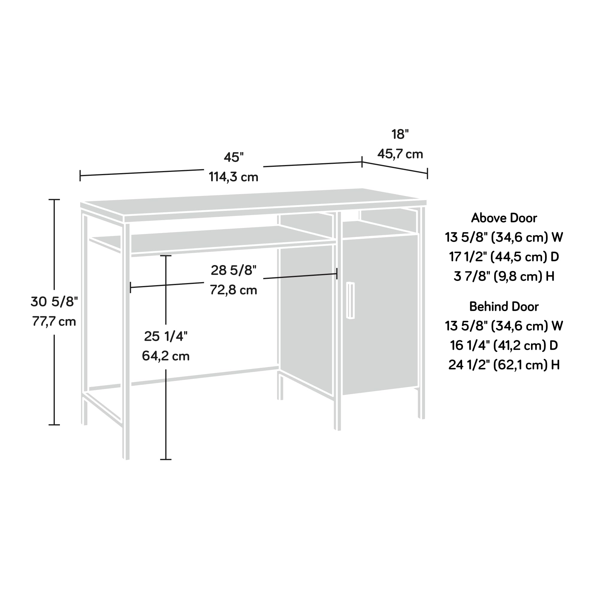 Sauder Market Commons Single Pedestal Desk, Rich Walnut Finish - Image 3