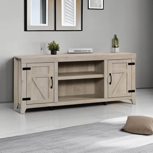 Sauder Misc Entertainment Farmhouse TV Credenza, for TVs up to 70", Chalked Chestnut Finish - Image 5