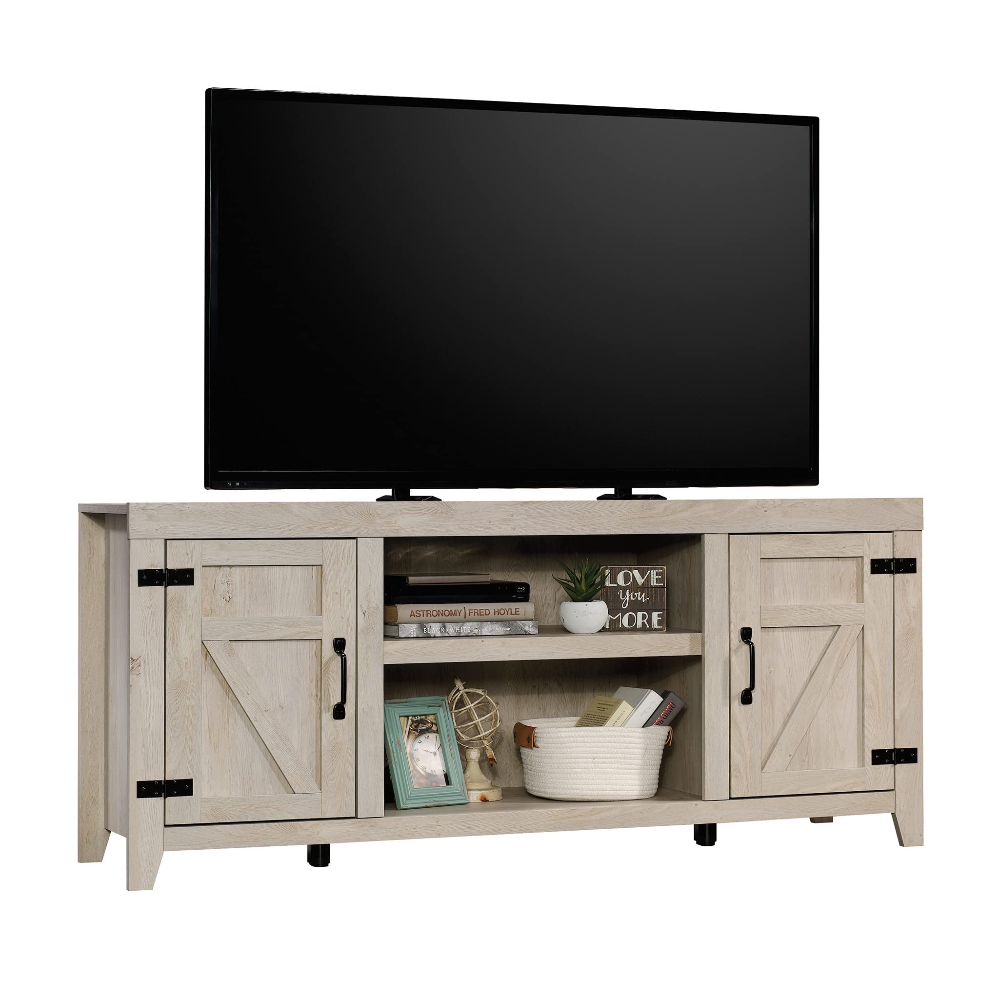 Sauder Misc Entertainment Farmhouse TV Credenza, for TVs up to 70", Chalked Chestnut Finish - Image 7