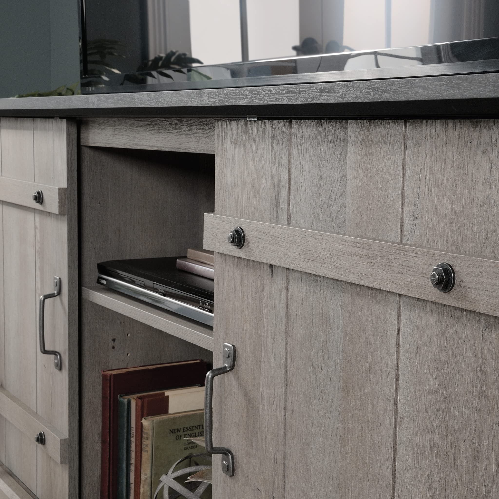 Sauder Misc Entertainment TV Credenza, for TVs up to 70", Mystic Oak Finish - Image 10