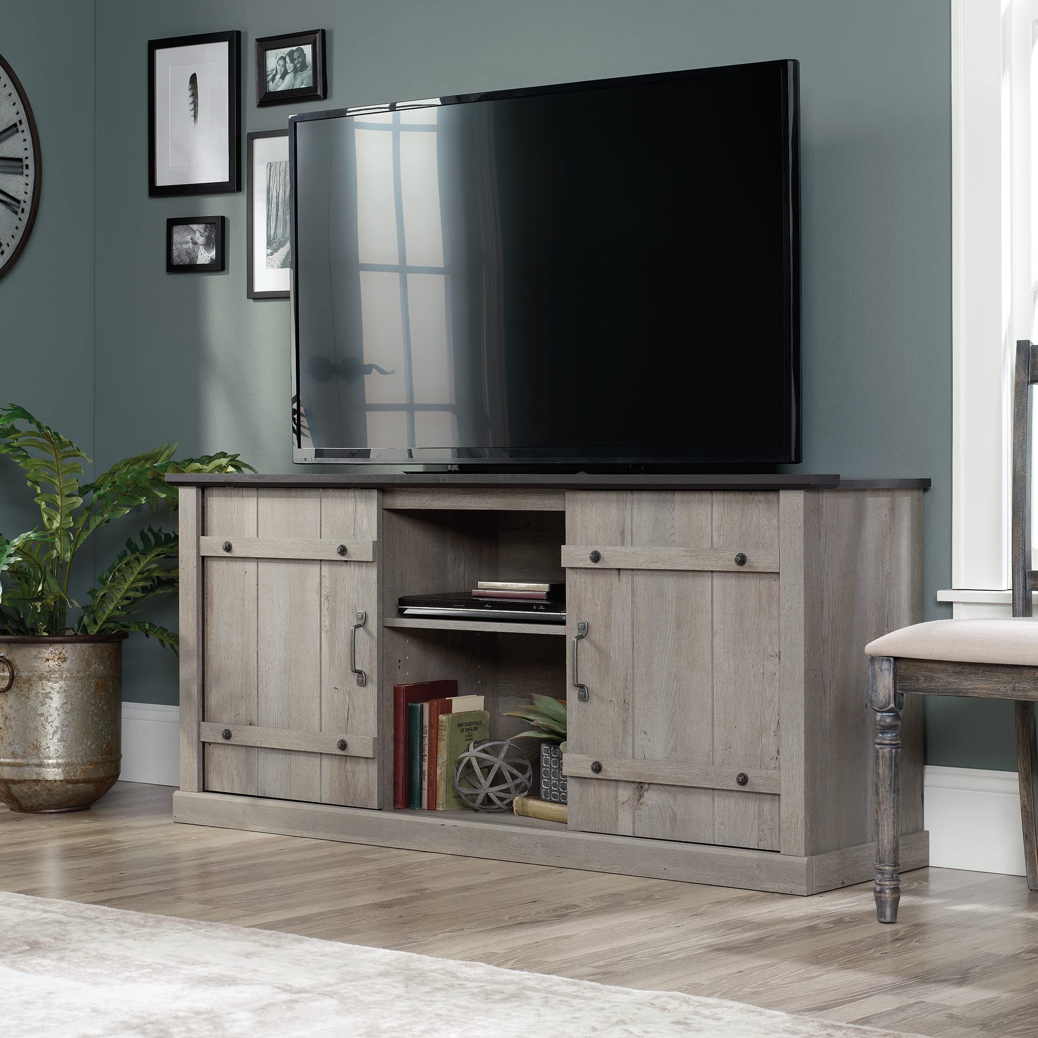 Sauder Misc Entertainment TV Credenza, for TVs up to 70", Mystic Oak Finish - Image 7